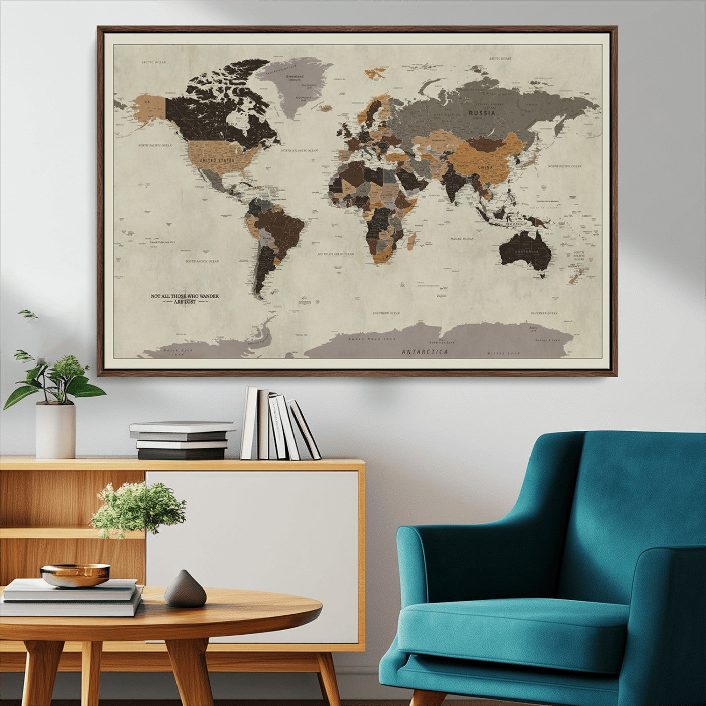 MGV-FC-36X24 - Push Pin World Map Canvas Print – Framed Wall Art for Couples to Track Their Travels – Anniversary