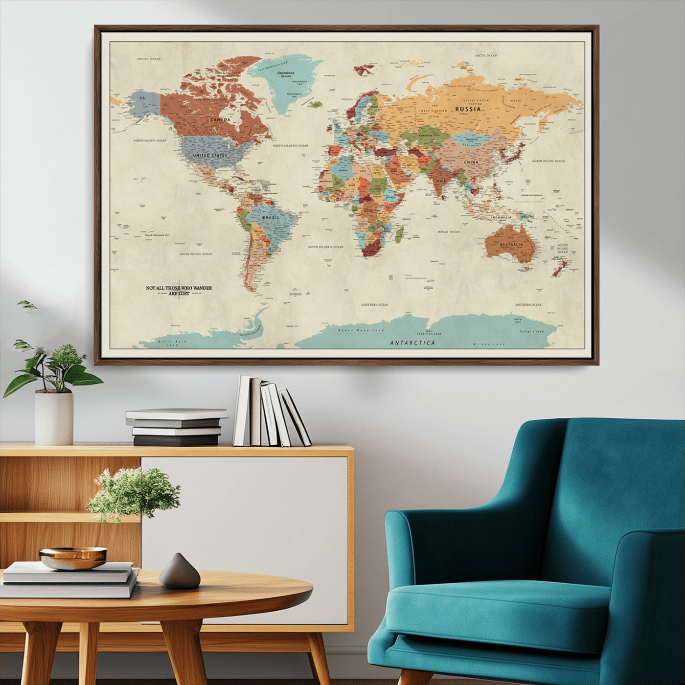 MGV-FC-36X24 - Push Pin World Map Canvas Print – Framed Wall Art for Couples to Track Their Travels – Anniversary