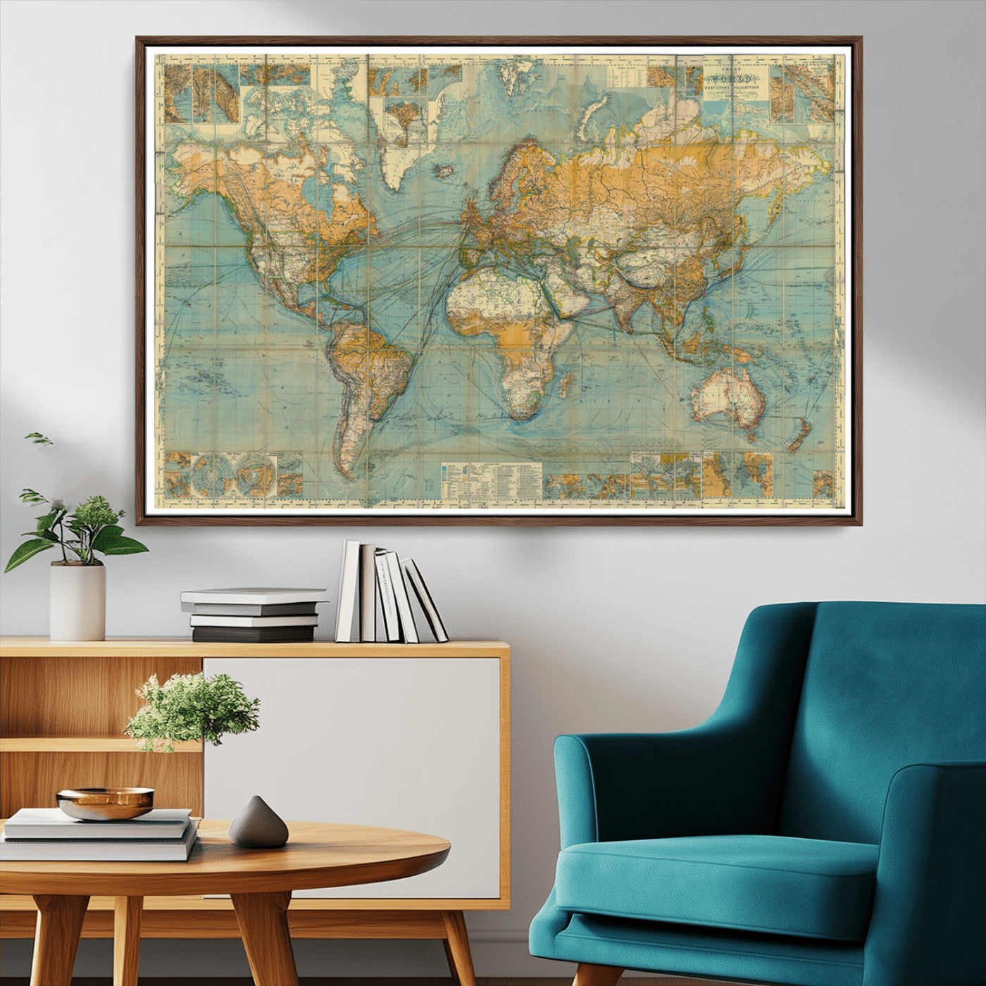 MGV-FC-36X24 - Push Pin World Map Canvas Print – Framed Wall Art for Couples to Track Their Travels – Anniversary