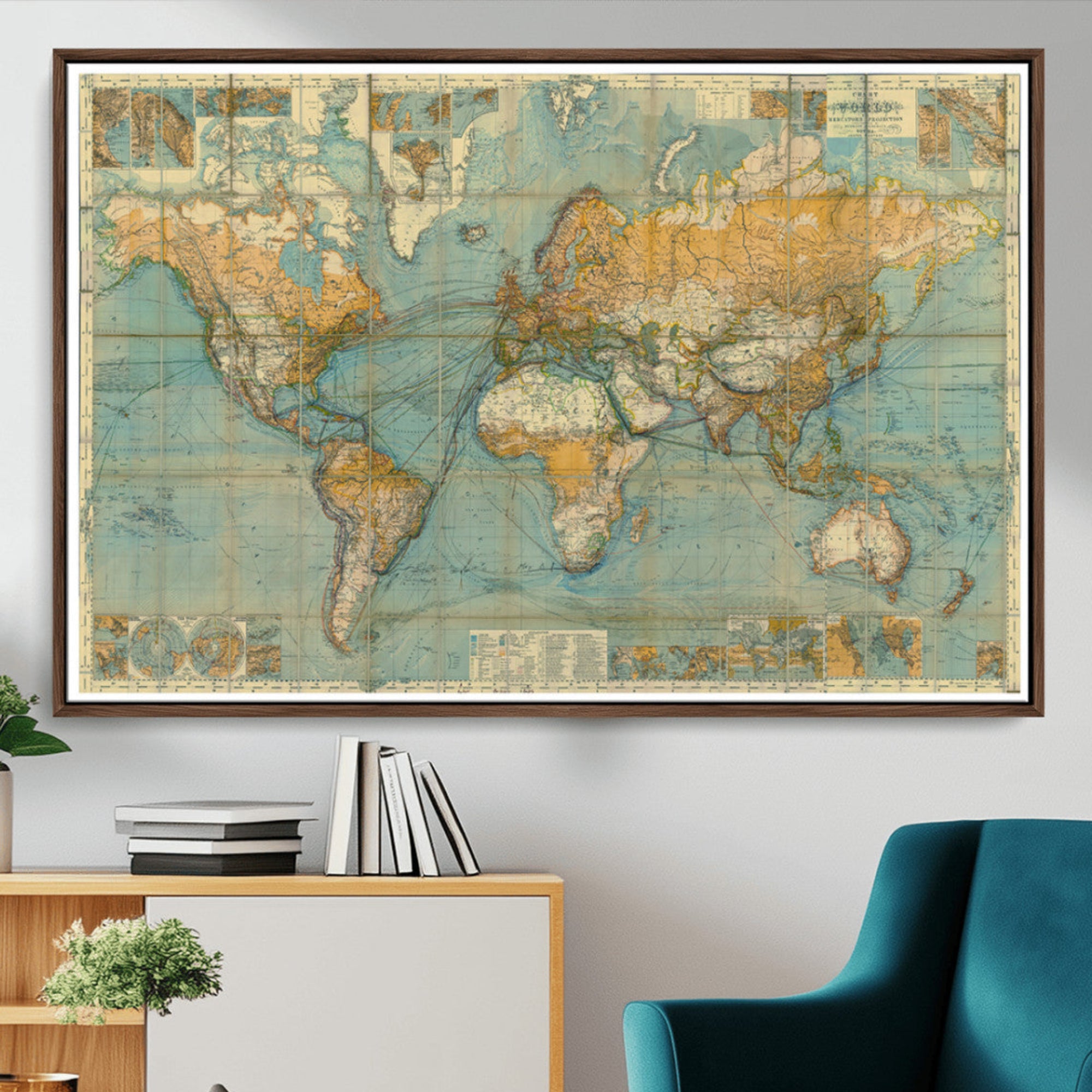 10247-MGV-CV-36X24-Push Pin World Map Canvas Print – Travel Tracker Wall Art for Couples, Perfect Anniversary Gift for Home or Office Decor