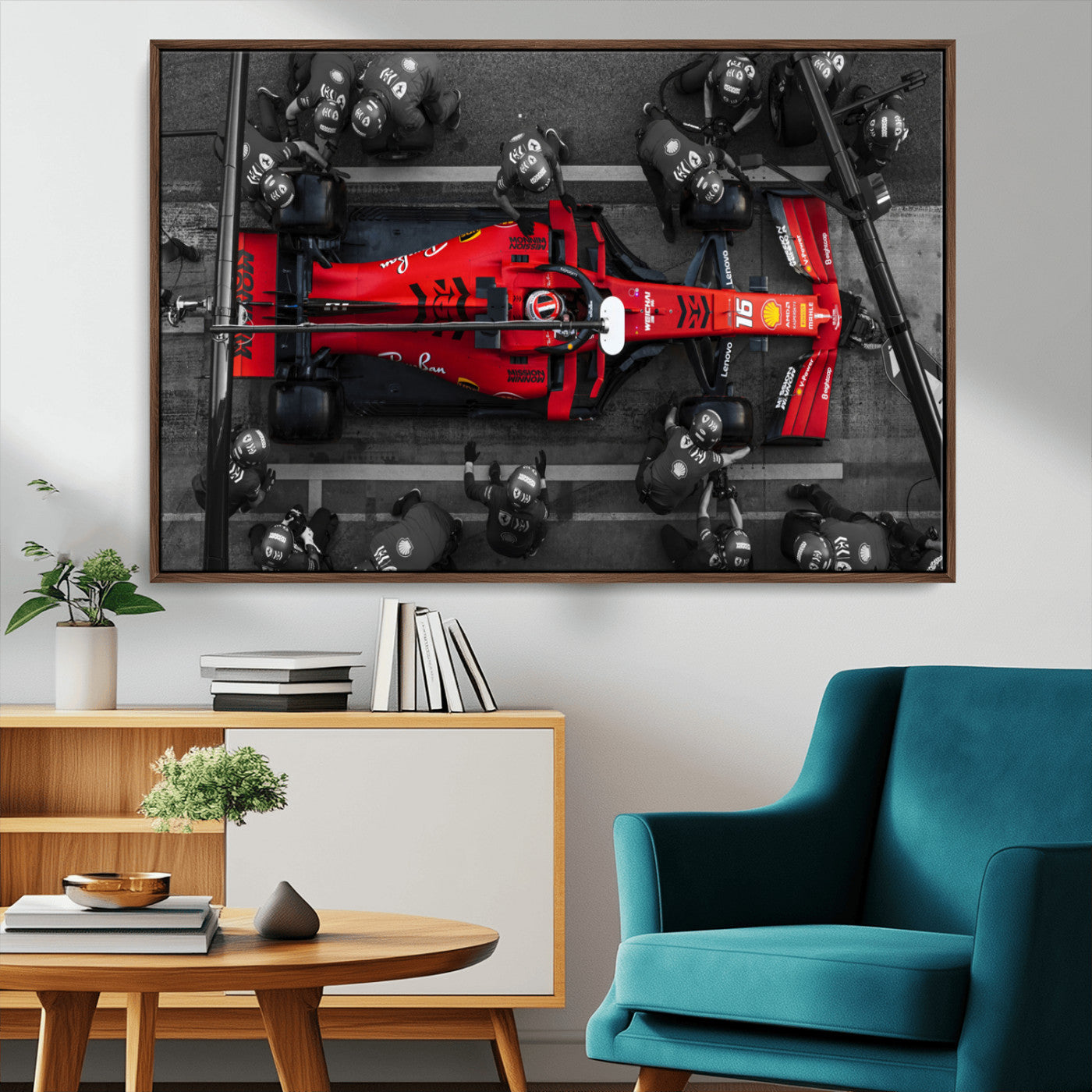 MGV-FC-36X24 - Ferrari Pit Stop Canvas Wall Art – Precision and Speed Captured in Bold Motorsport Imagery – Ready
