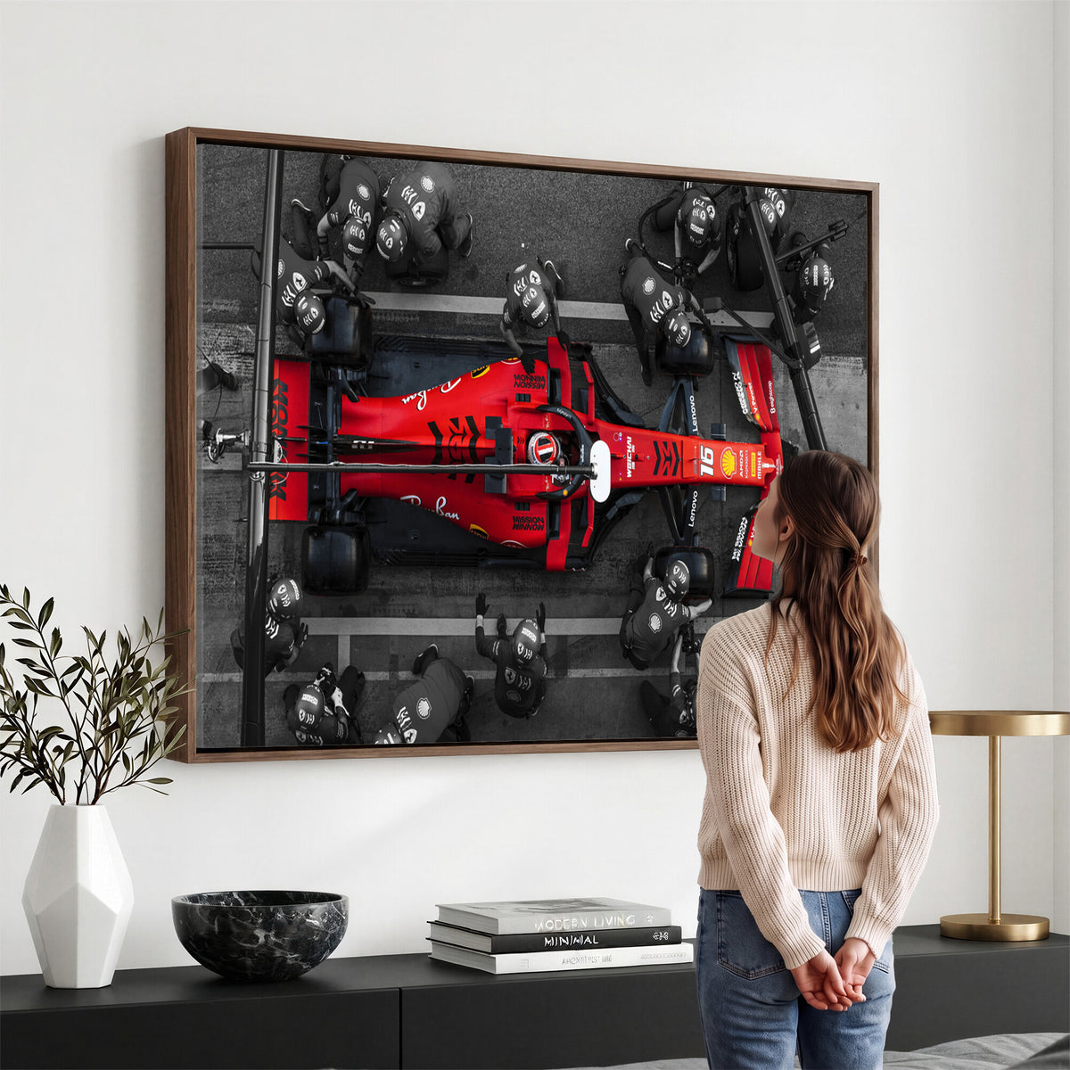 99356-MGV-CV-36X24 - Ferrari Pit Stop Canvas Wall Art | Precision and Speed