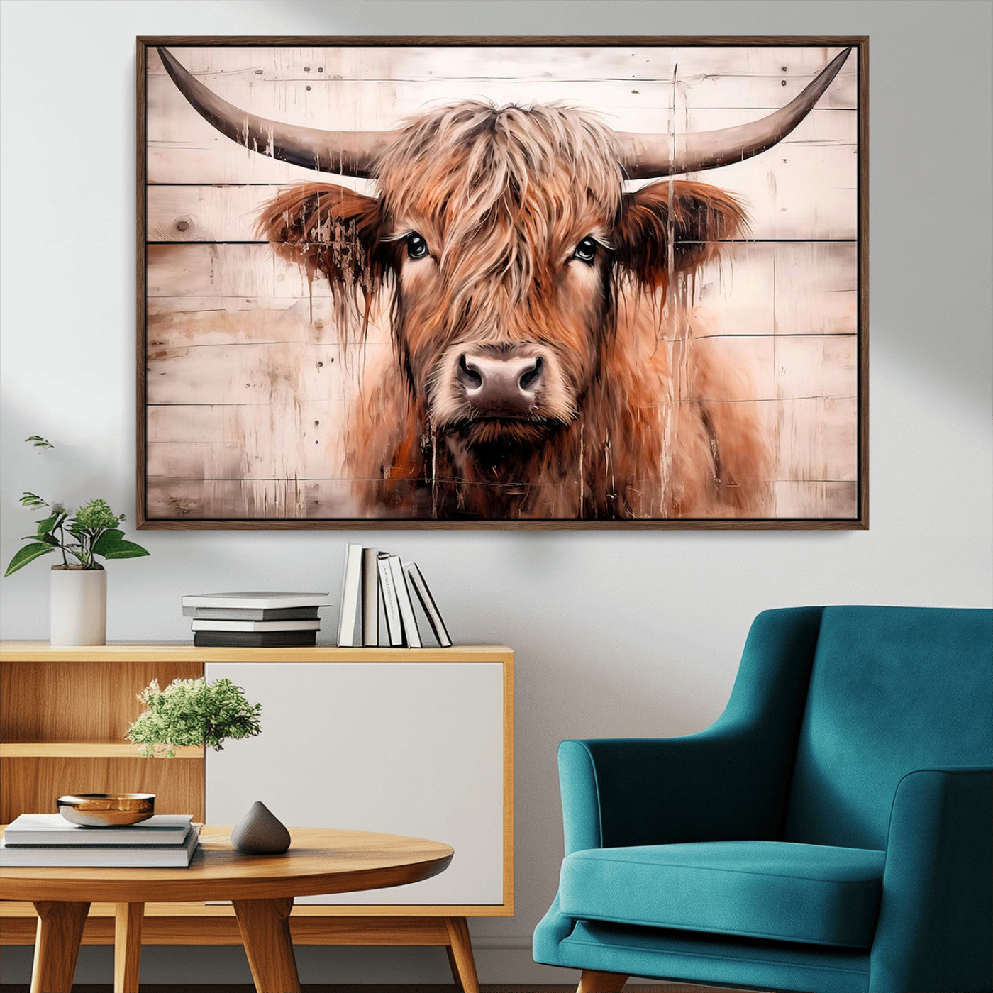 MGV-FC-36X24 - Vintage Scottish Highland Cow Cattle Art Print Farmhouse Wall Art Canvas Print