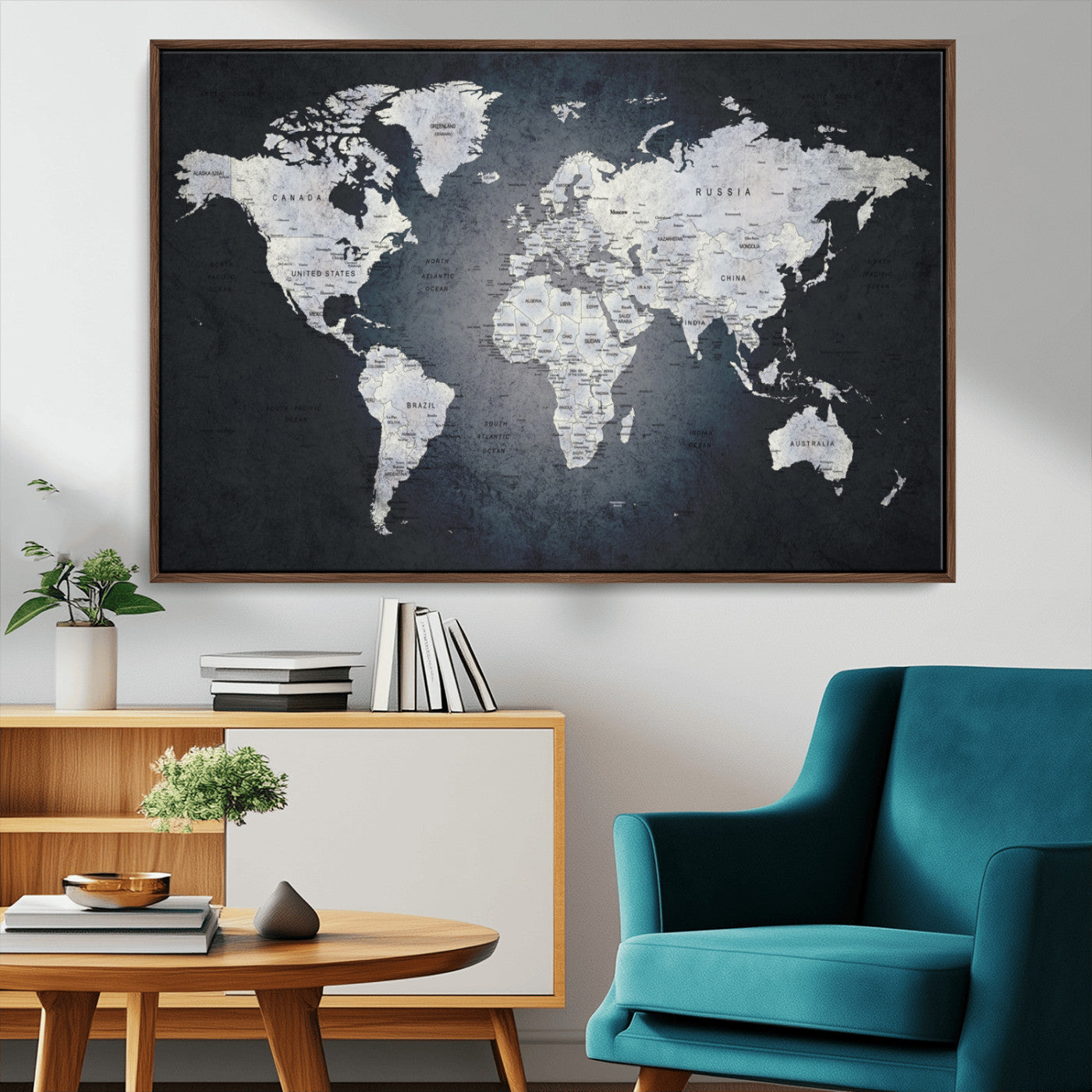 MGV-FC-36X24 - World Map Wall Art Canvas Print for Home and Office Decor