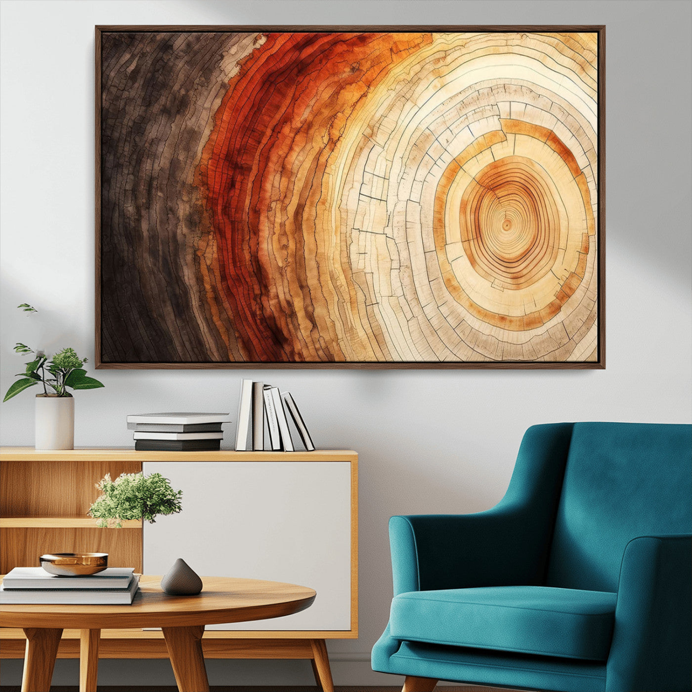 MGV-FC-36X24 - Tree Ring Print on Canvas Wall Art, Tree Stump Print, Wood Wall Art Living Room, Abstract Natural