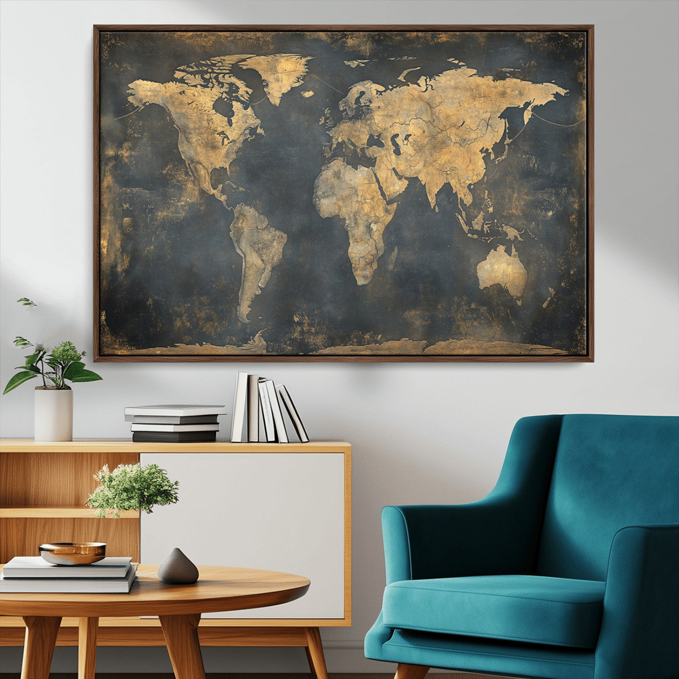 MGV-FC-36X24 - Push Pin World Map Canvas Print – Framed Wall Art for Couples to Track Their Travels – Anniversary