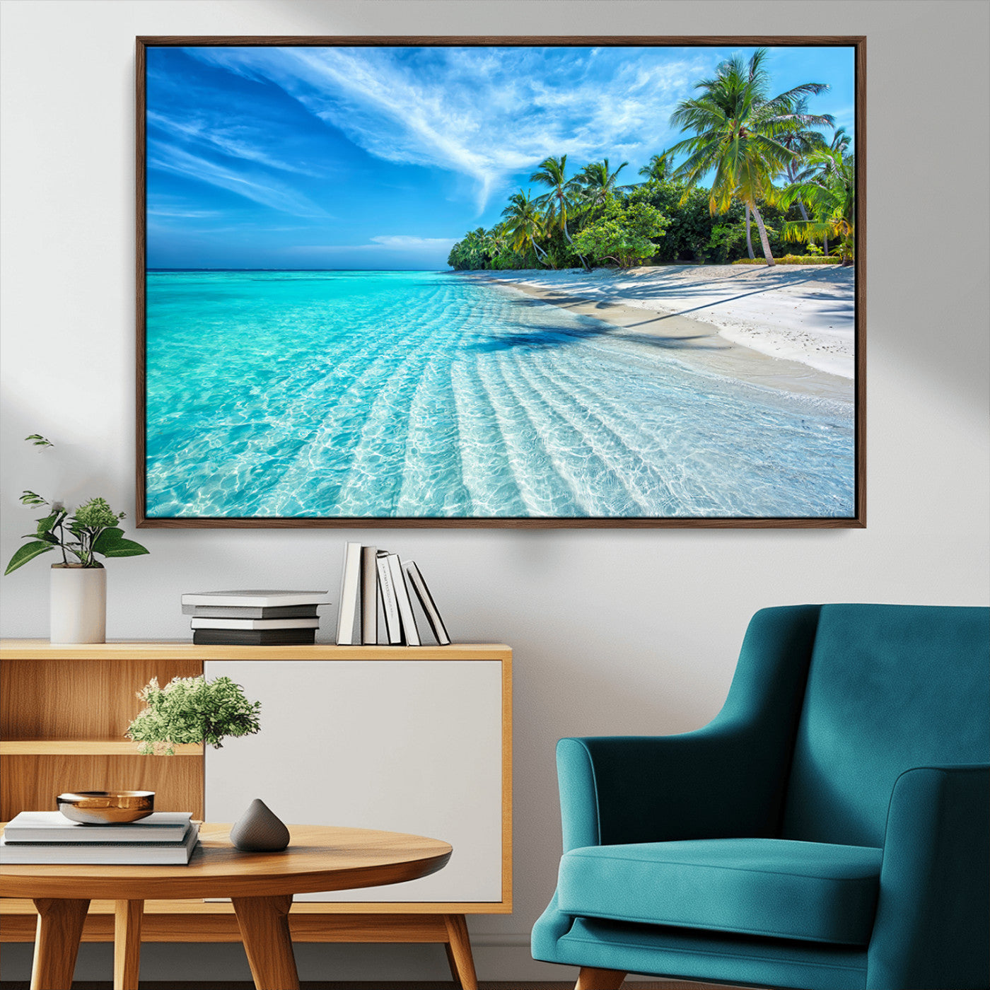 MGV-FC-36X24 - Tropical Beach Wall Art Canvas Print - Serene Ocean Landscape with Crystal Clear Turquoise Water and