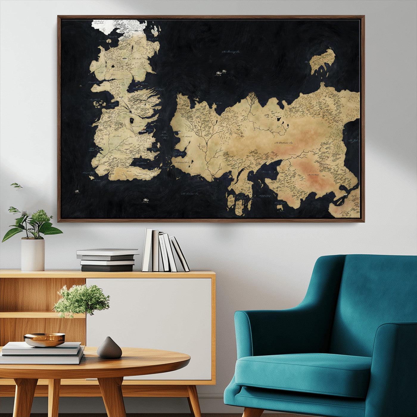 MGV-FC-36X24 - Push Pin World Map Canvas Print – Framed Wall Art for Couples to Track Their Travels – Anniversary