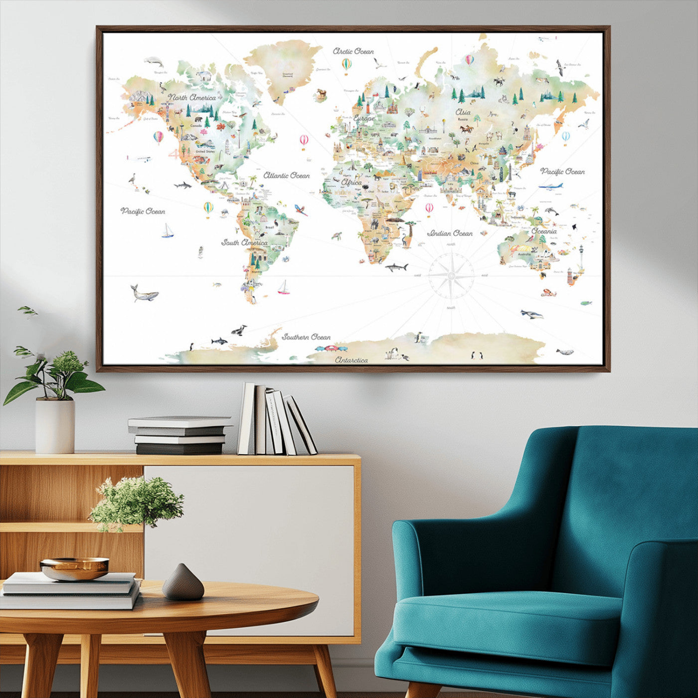 MGV-FC-36X24 - Push Pin World Map Canvas Print – Framed Wall Art for Couples to Track Their Travels – Anniversary