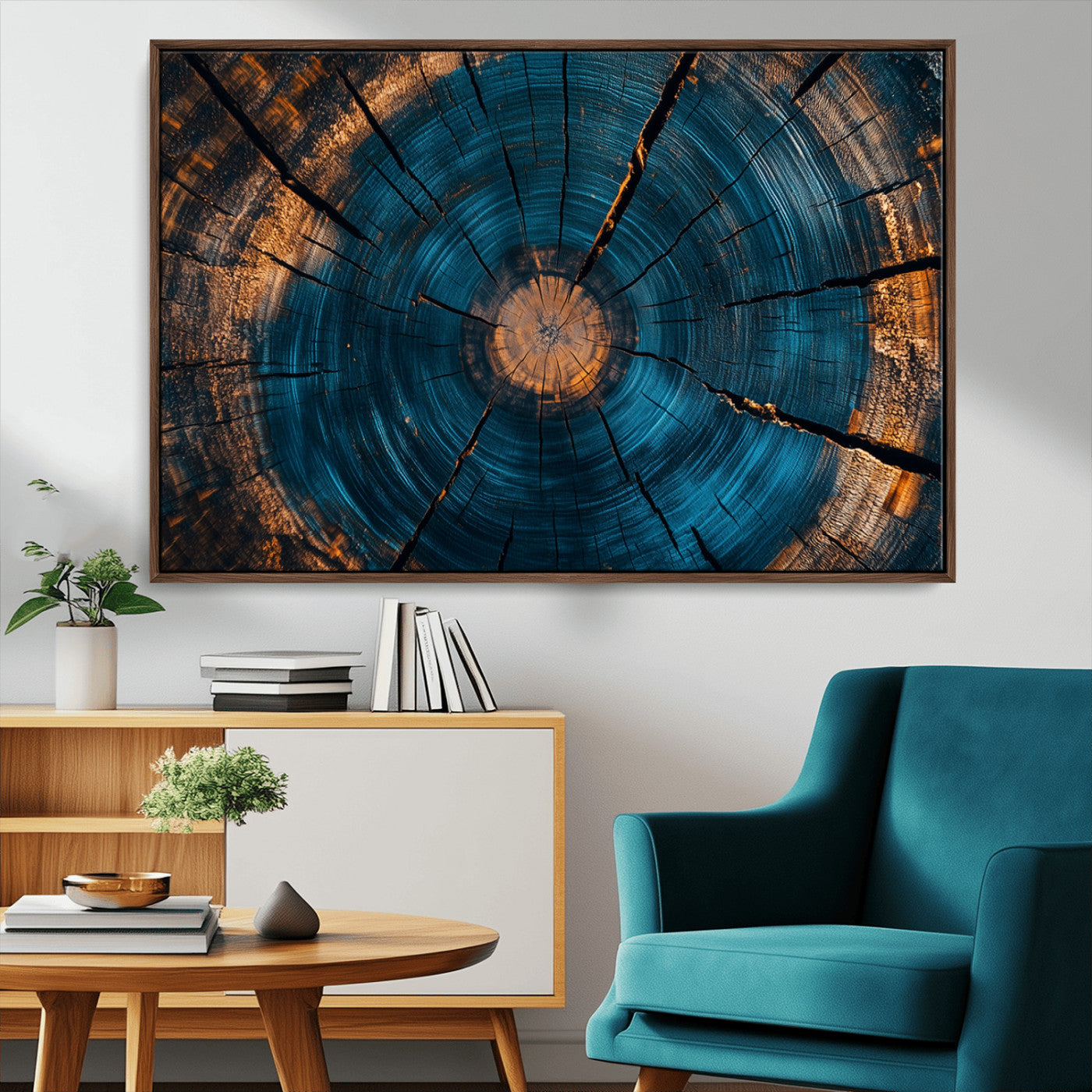 MGV-FC-36X24 - Abstract Tree Rings Wall Art Canvas Print - Wood Grain Rings Artwork Print - Nature Woodland Modern