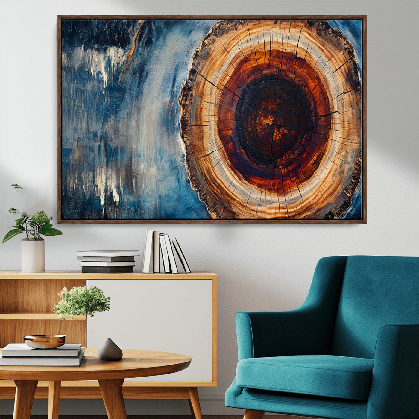 MGV-FC-36X24 - Abstract Tree Rings Wall Art Canvas Print - Wood Grain Rings Canvas Print - Nature Woodland Wall