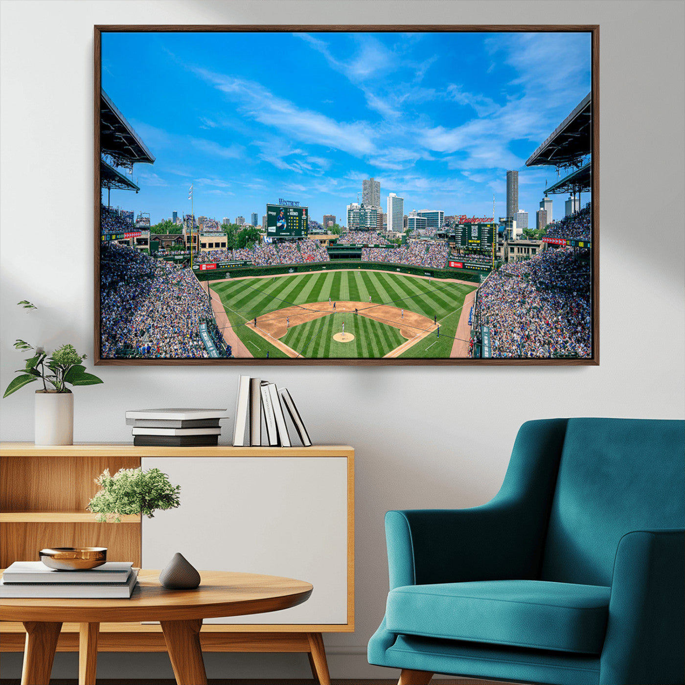 MGV-FC-36X24 - Wrigley Field Chicago Cubs Panoramic Art Multi Piece Canvas - Iconic Baseball Stadium Print for