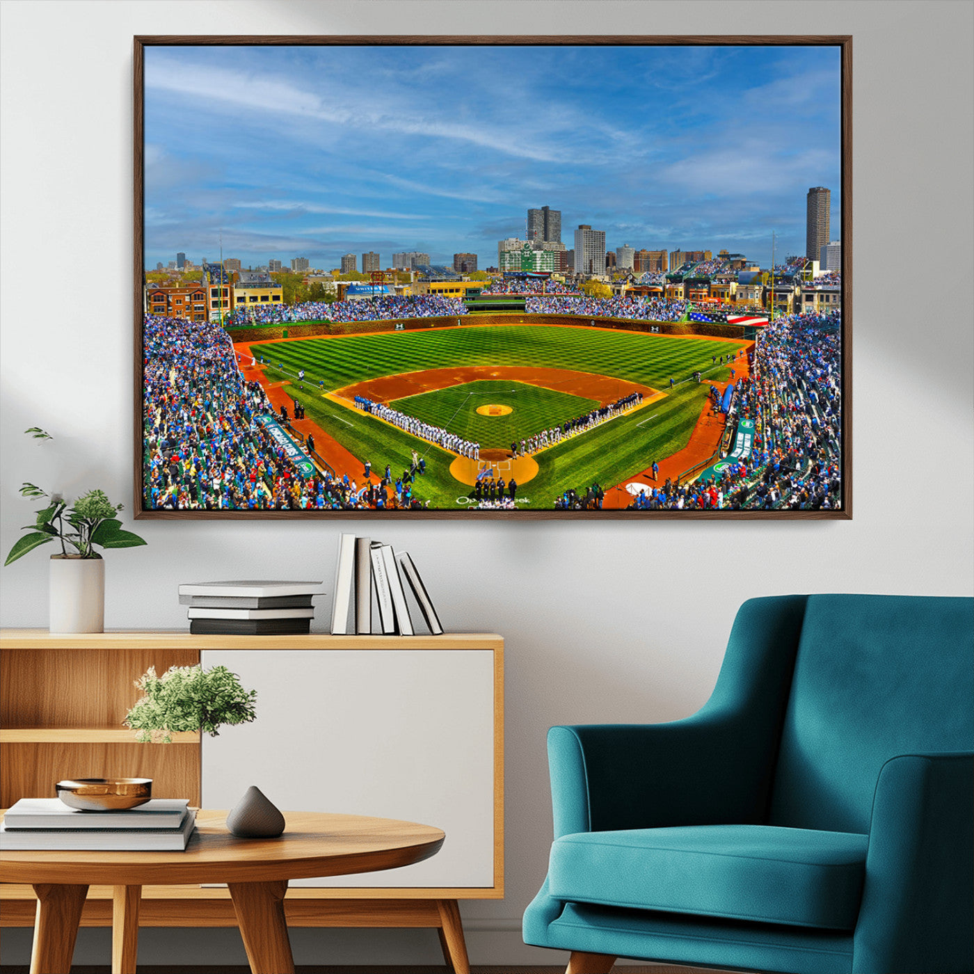 MGV-FC-36X24 - Wrigley Field Chicago Cubs Panoramic Multi Piece Canvas Wall Art - Iconic Baseball Stadium Canvas