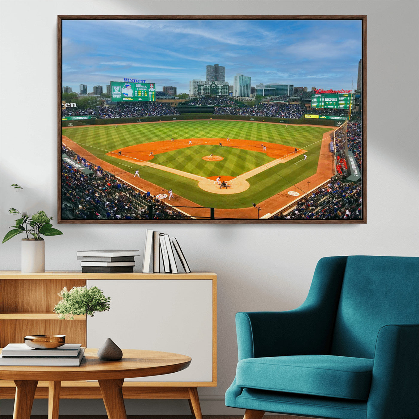 MGV-FC-36X24 - Wrigley Field Chicago Cubs Panoramic Multi Piece Canvas Wall Art - Iconic Baseball Stadium Print for