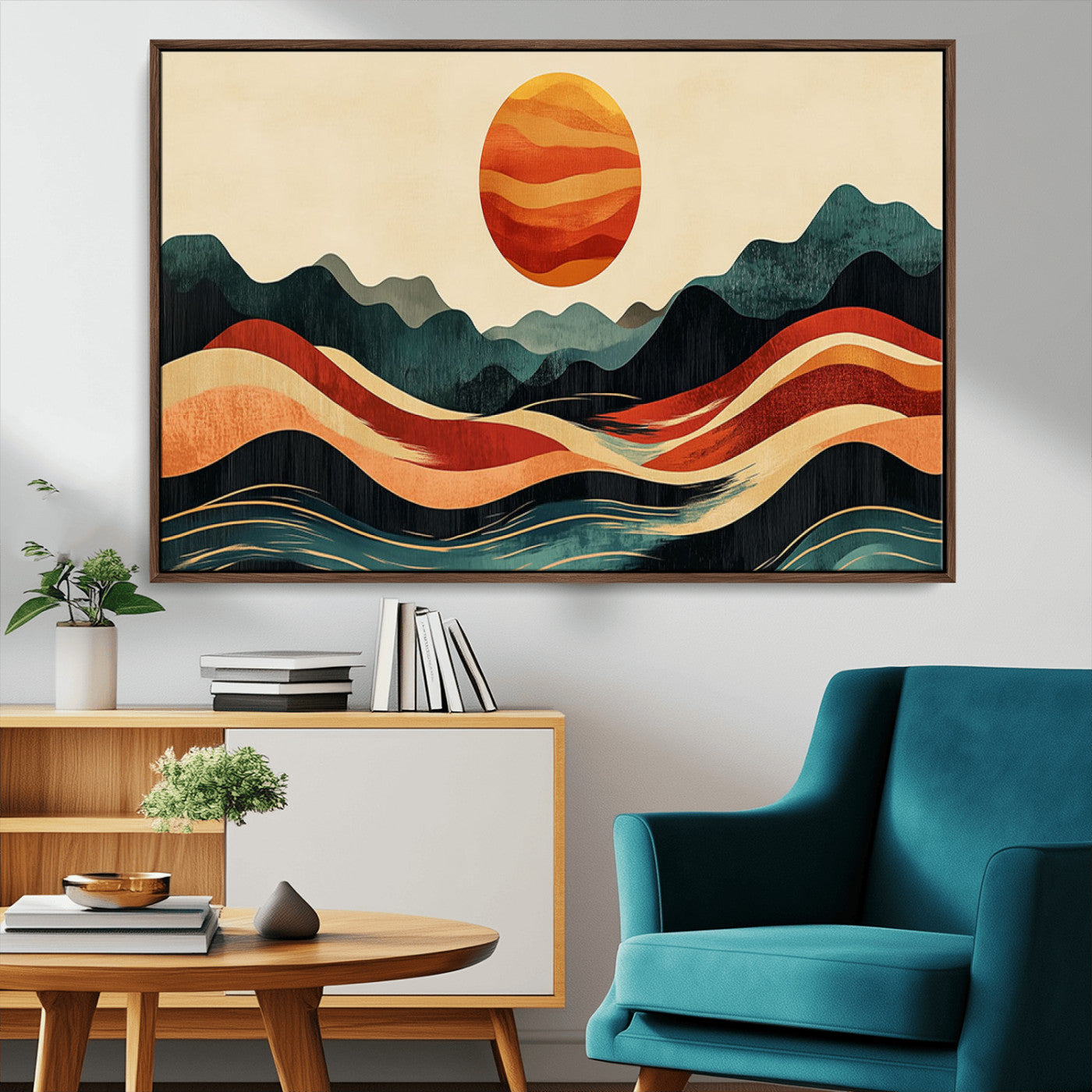 MGV-FC-36X24 - Mountain Triptych Wall Art - Western Nature Prints - Framed Boho Pine Tree Canvas for Log Cabin or