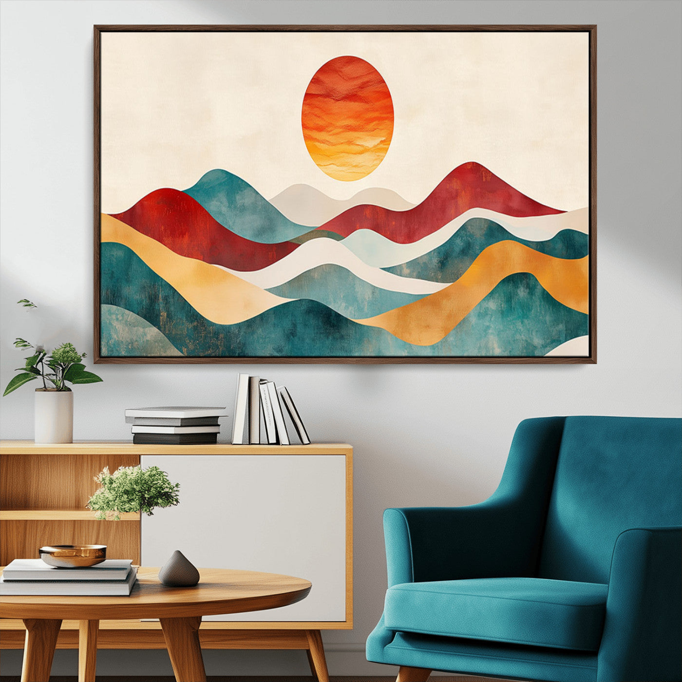 MGV-FC-36X24 - Southwest Mountain Canvas - Boho Triptych Wall Art - Rustic Woodland Nursery Decor - Abstract Nature