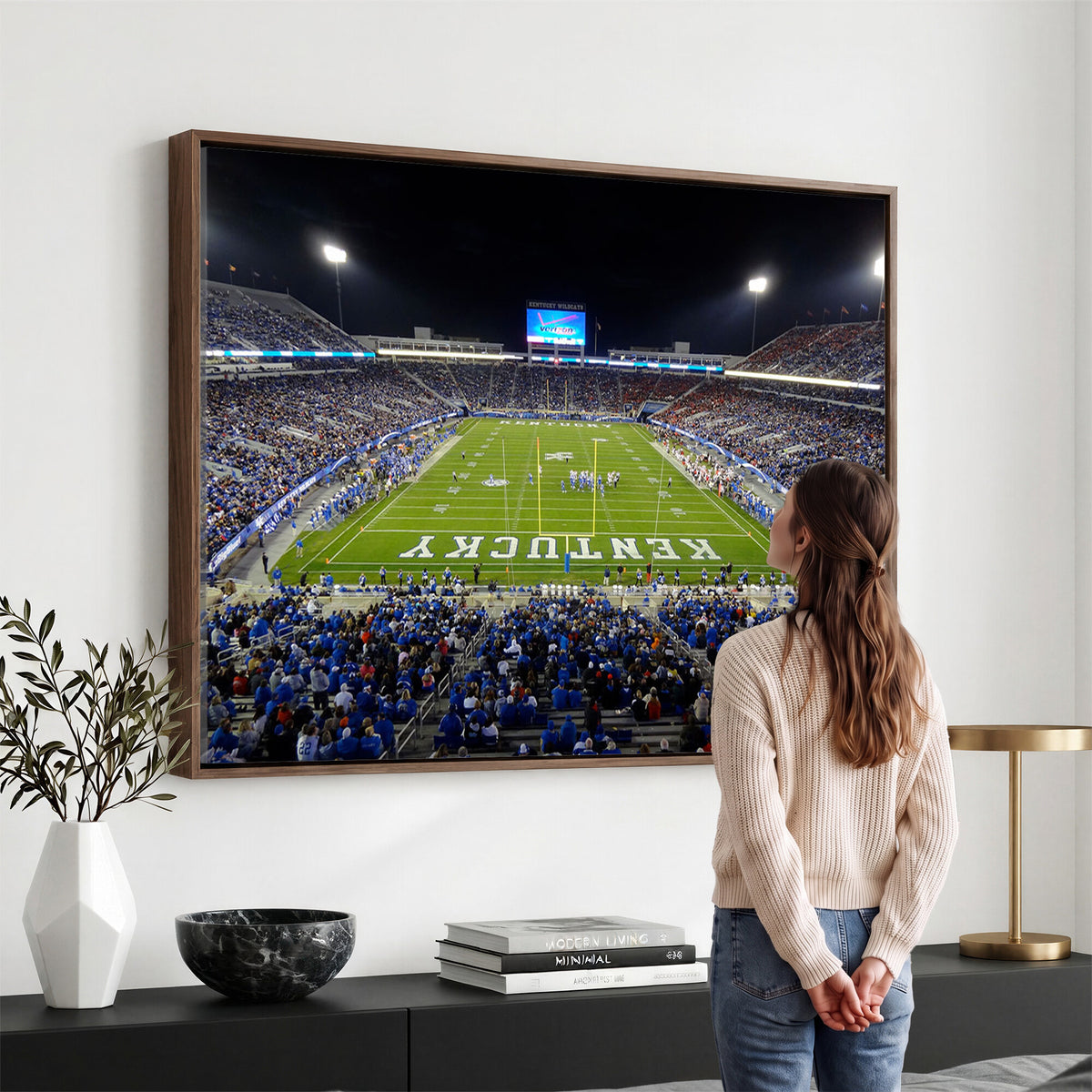 14304-MGV-CV-36X24 - Kroger Field Canvas Wall Art, Kentucky Stadium Wall Art, Framed and Ready to Hang
