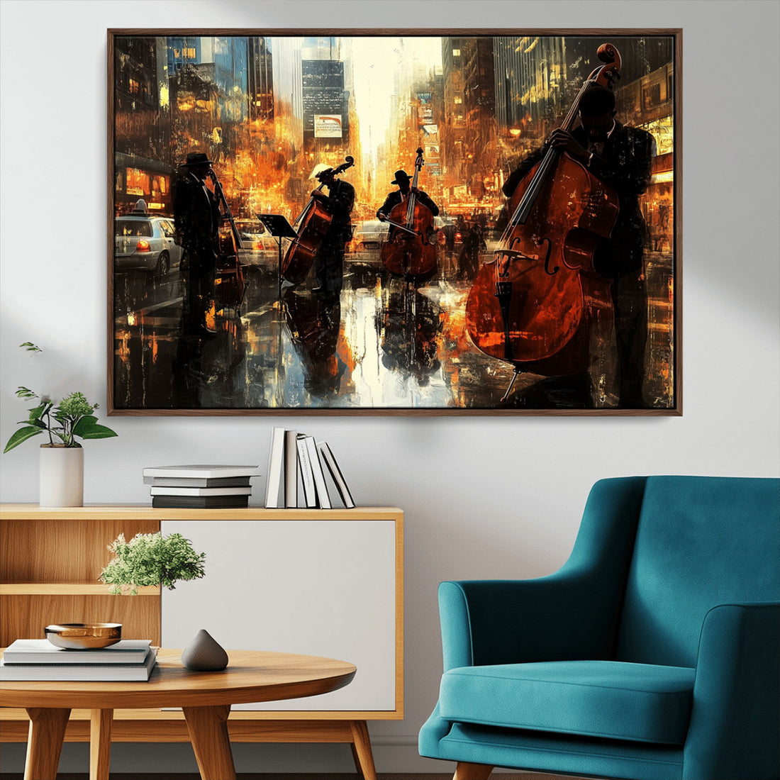 Jazz Wall Art Canvas Print | Colorful Musical Instrument Scene Artwork