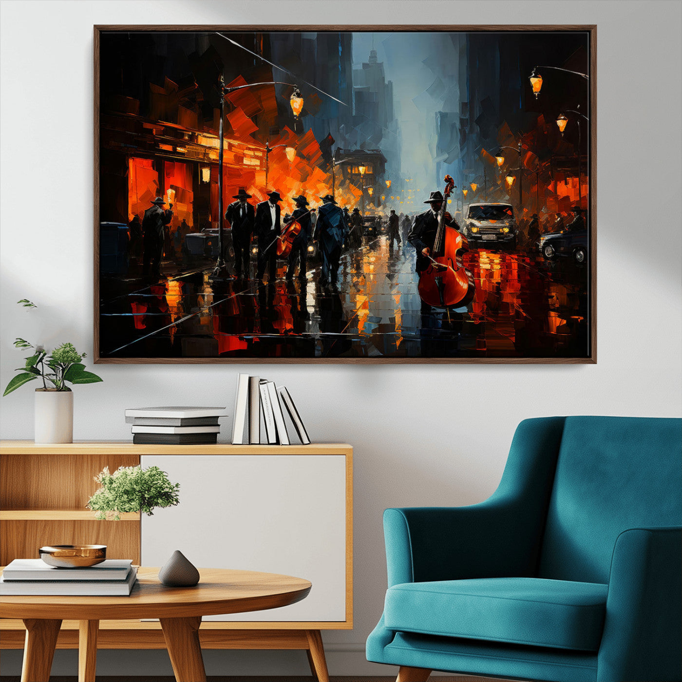 MGV-FC-36X24 - Winston Porter Jazz Wall Art - African American Music Canvas - Abstract Colorful Music Art - Framed