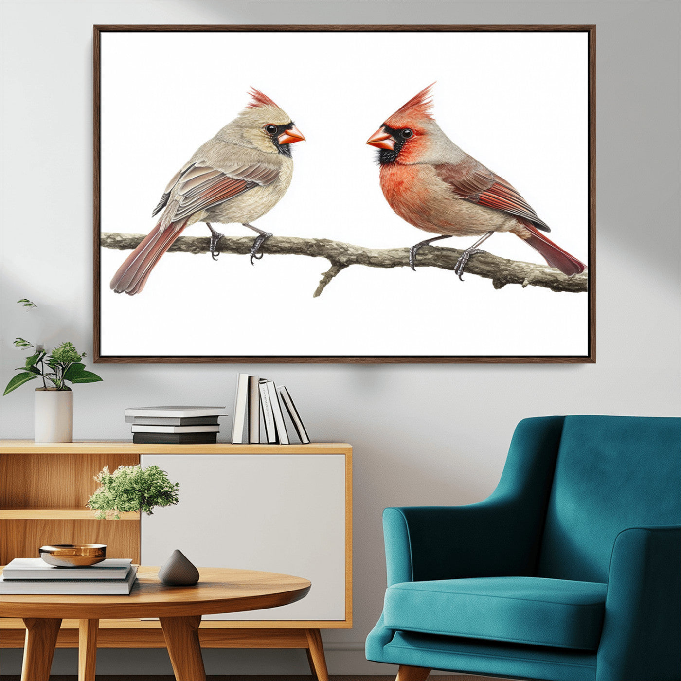 MGV-FC-36X24 - Cardinal Canvas Wall Art - Male and Female Cardinal Print - Nature-Inspired Bird Wall Decor for Home