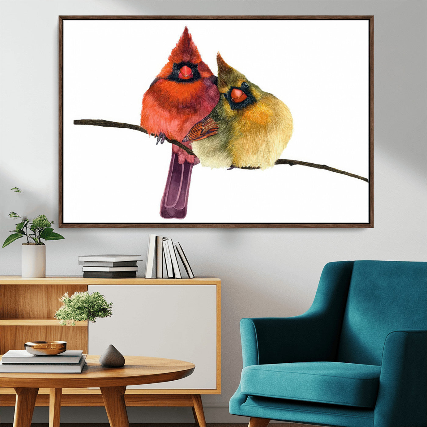 MGV-FC-36X24 - Cardinal Bird Canvas Wall Art - Male and Female Cardinal Print - Nature-Inspired Bird Wall Decor for