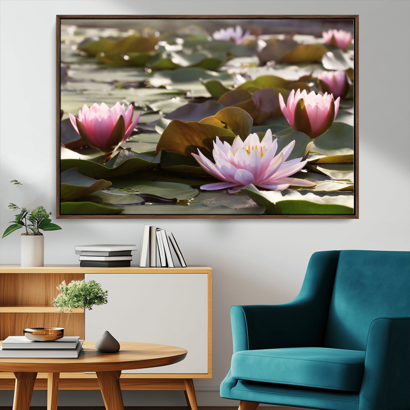 MGV-FC-36X24 - Lotus Flower Wall Art Canvas Print, Water Lily Large Wall Art Canvas Print for Yoga Room Decor,