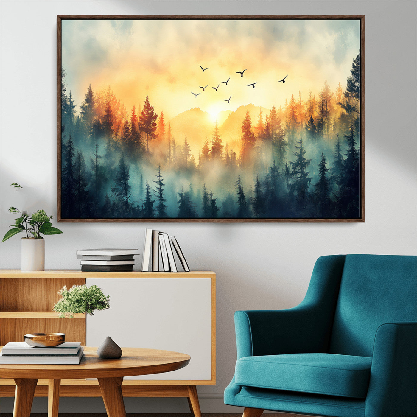MGV-FC-36X24 - Abstract Forest Wall Art Print- Serene Nature Canvas Print with Misty Forest Design for Modern Home
