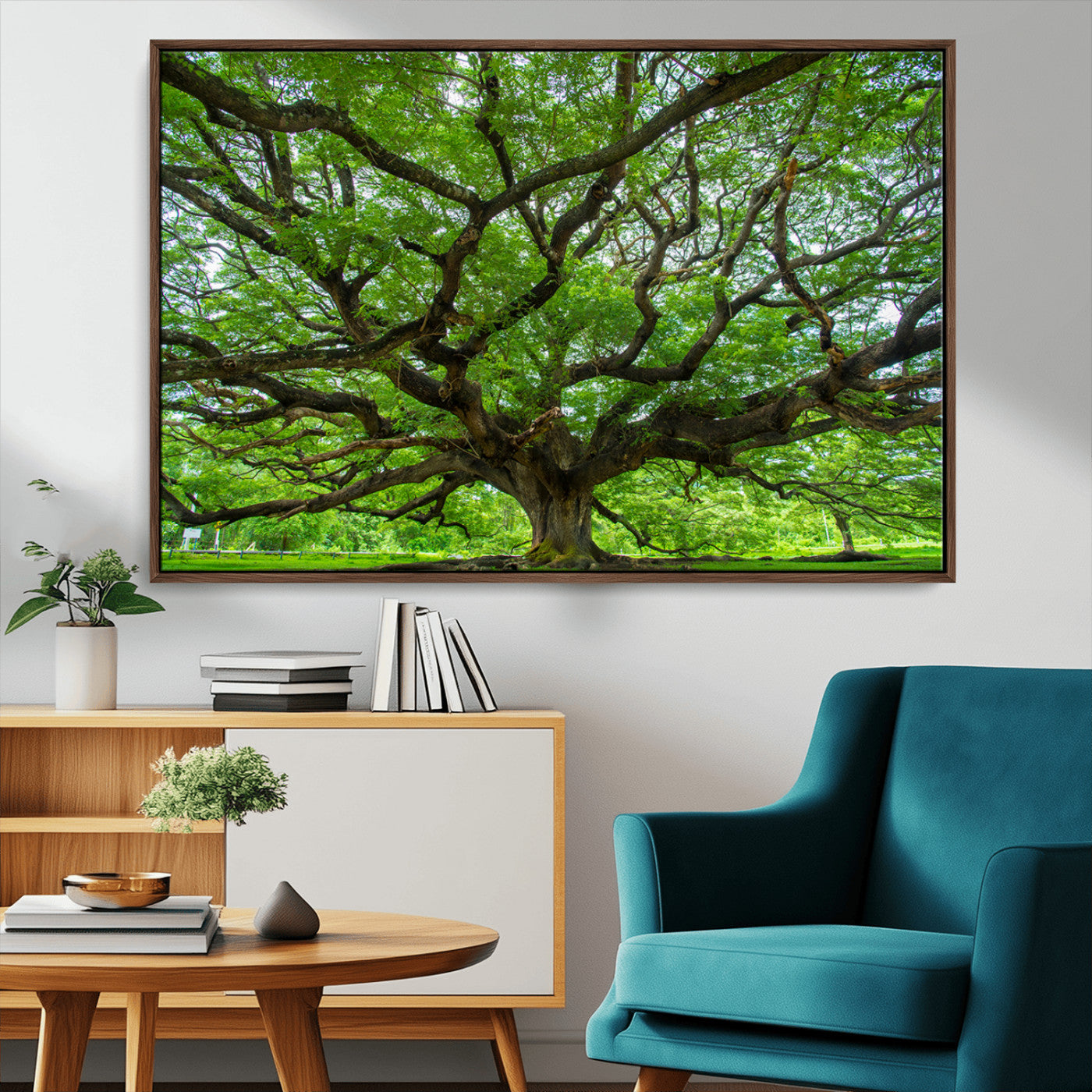 MGV-FC-36X24 - Ancient Tree Wall Art Canvas Print, Framed Sprawling Branches Art Picture Print, Gnarling Tree Perfect Earthy Natural Decor Artwork
