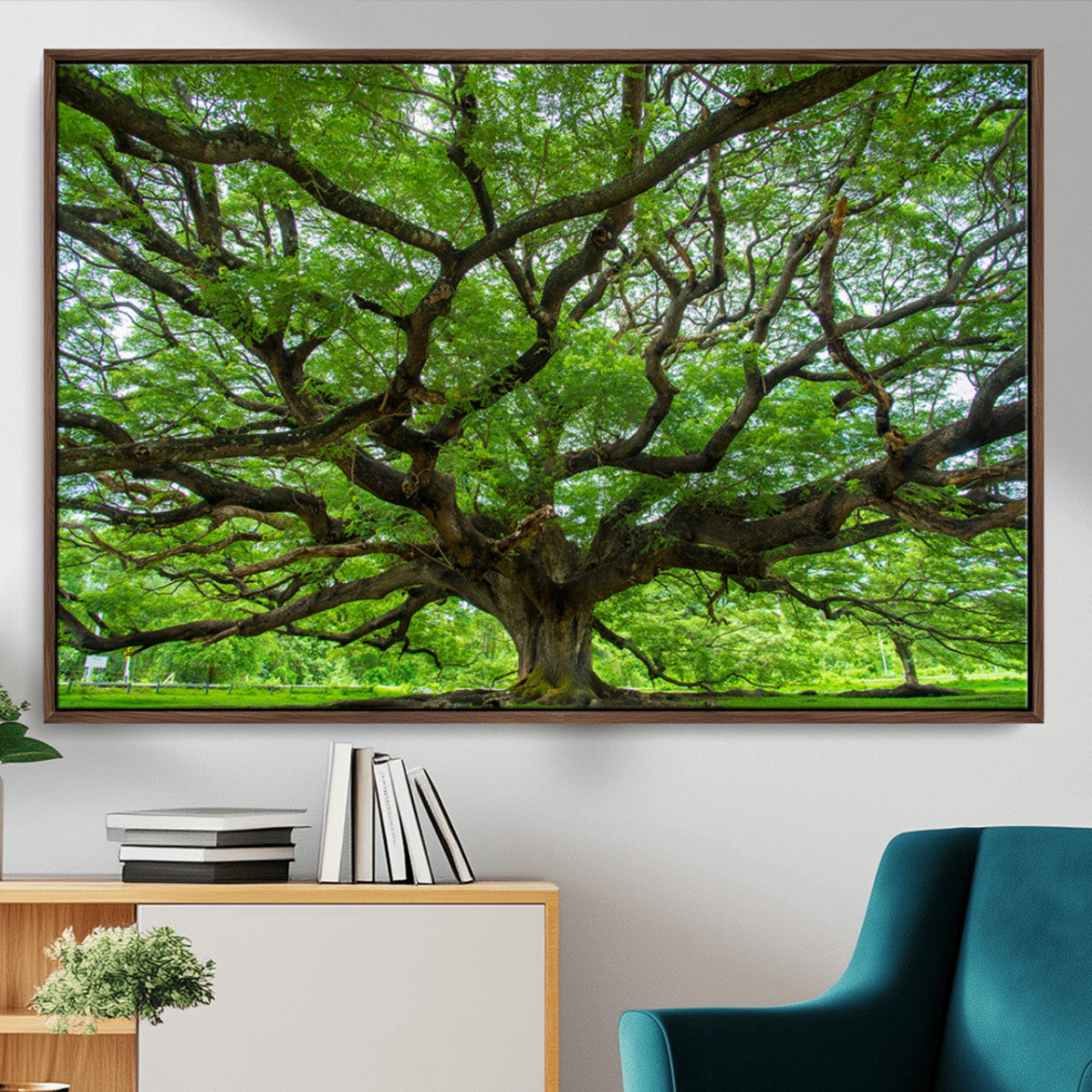 49375306-MGV-CV-36X24-Ancient Tree Wall Art Canvas Print, Framed Sprawling Branches Art Picture Print, Gnarling Tree Perfect Earthy Natural Decor Artwork