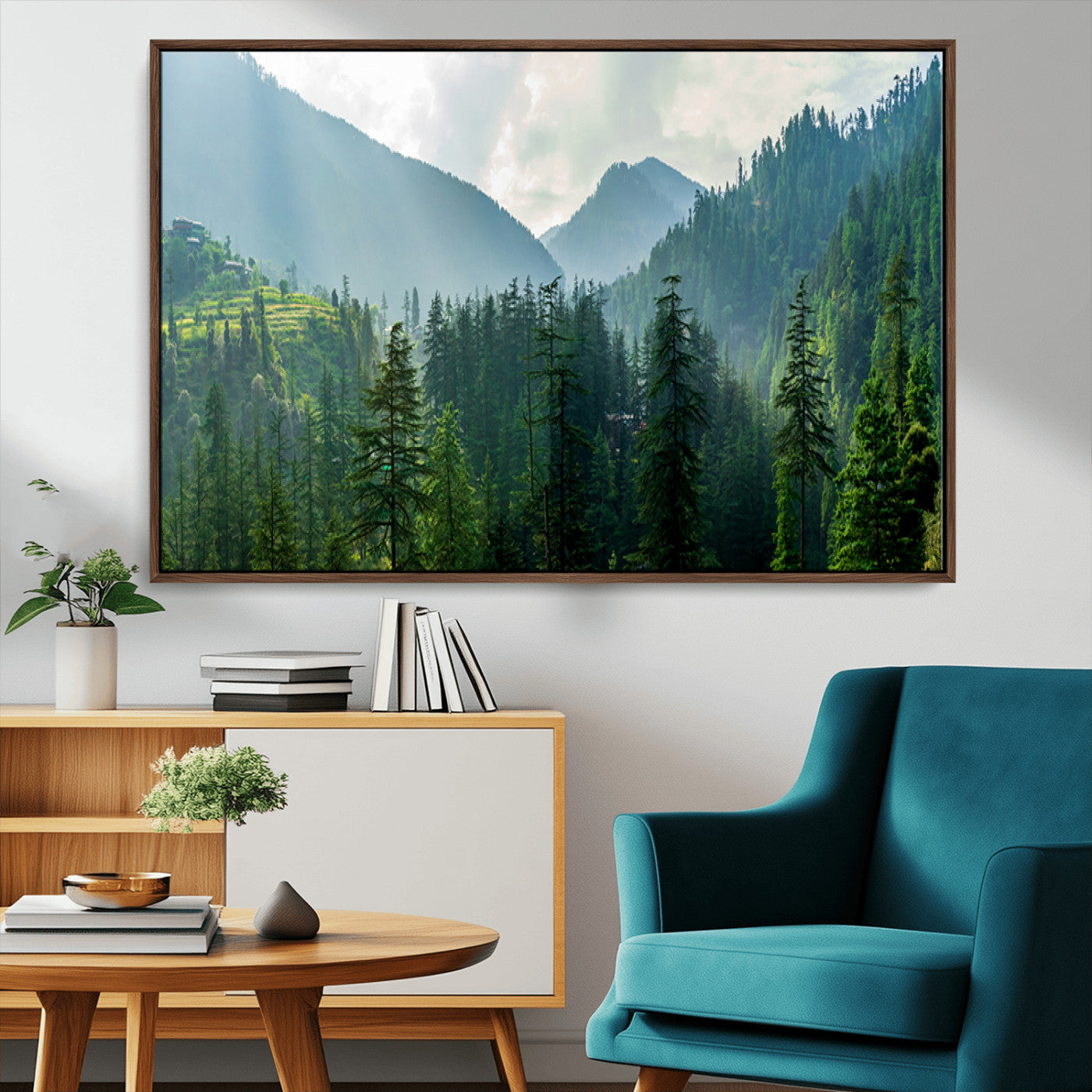 MGV-FC-36X24 - Misty Forest Mountain Canvas Print – Serene Nature Wall Art, Tranquil Valley