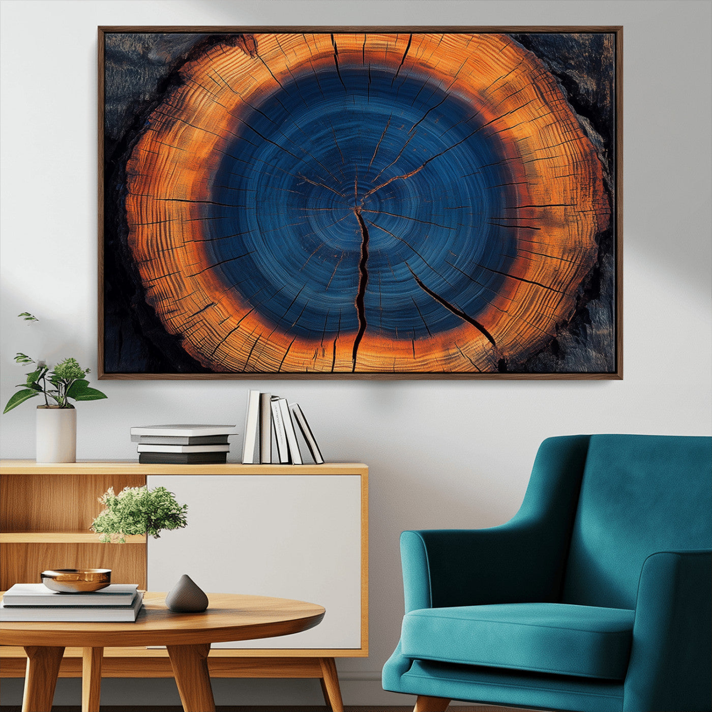 MGV-FC-36X24 - Abstract Tree Ring Wall Art Print, Natural Rustic Wood Texture Canvas Print, Framed Tree Ring Printing, Wood Tree Stump Artwork Canvas Print