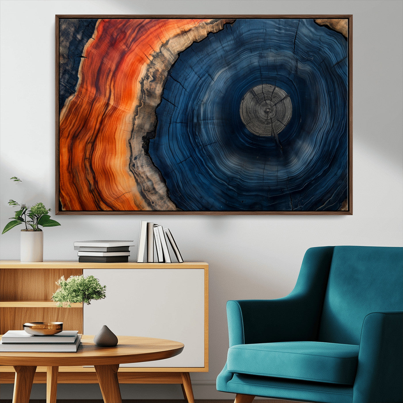 MGV-FC-36X24 - Tree Rings Wall Art Canvas Print, Rustic Wood Print, Framed Natural Texture Art Print, Wood Grain