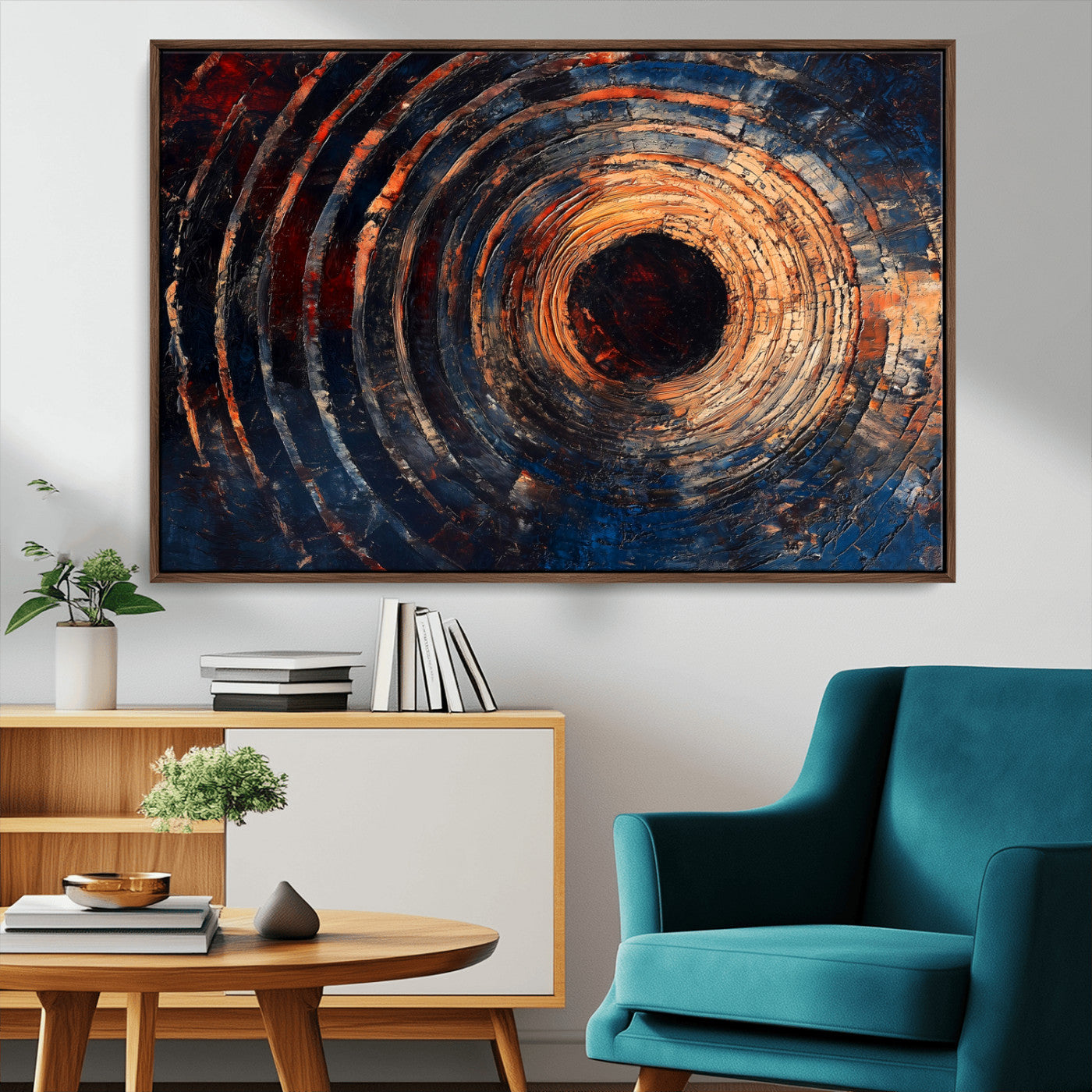MGV-FC-36X24 - Wood Tree Ring Wall Art Canvas Print, Framed Natural Wood Art Picture Print, Rustic Tree Slice Perfect Rustic Decor Artwork