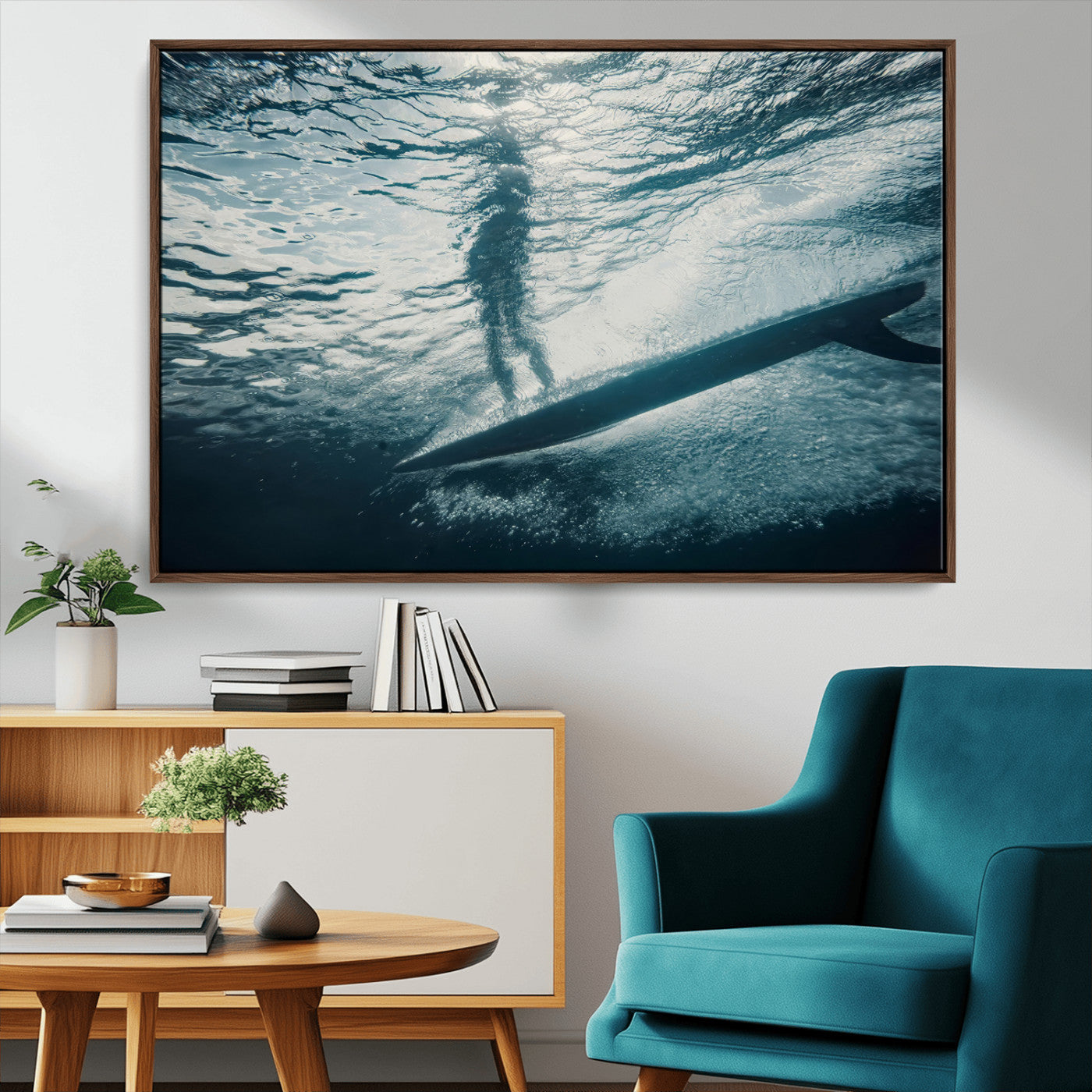 71192524-MGV-CV-36X24-Submerged Surf Wall Art Canvas Print, Framed Underwater Perspective Art Picture Print, Ocean Surf Perfect Coastal Adventure Decor Artwork