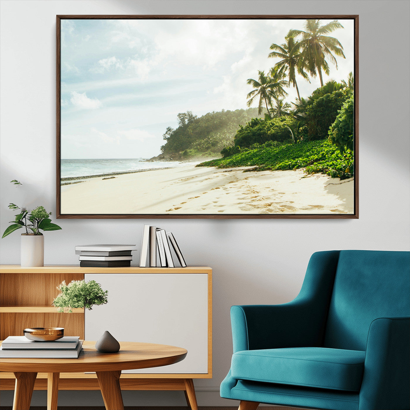MGV-FC-36X24 - Relaxing Beach Wall Art Canvas Print, Framed Ocean View Art Picture Print, Coastal Serenity Perfect Tropical Coastal Decor Artwork