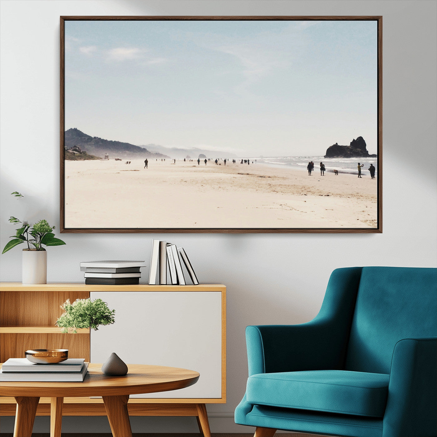 MGV-FC-36X24 - Minimalist Beach Wall Art Canvas Print, Framed Coastal Serenity Art Picture Print, Soft Sand Perfect Coastal Decor Artwork