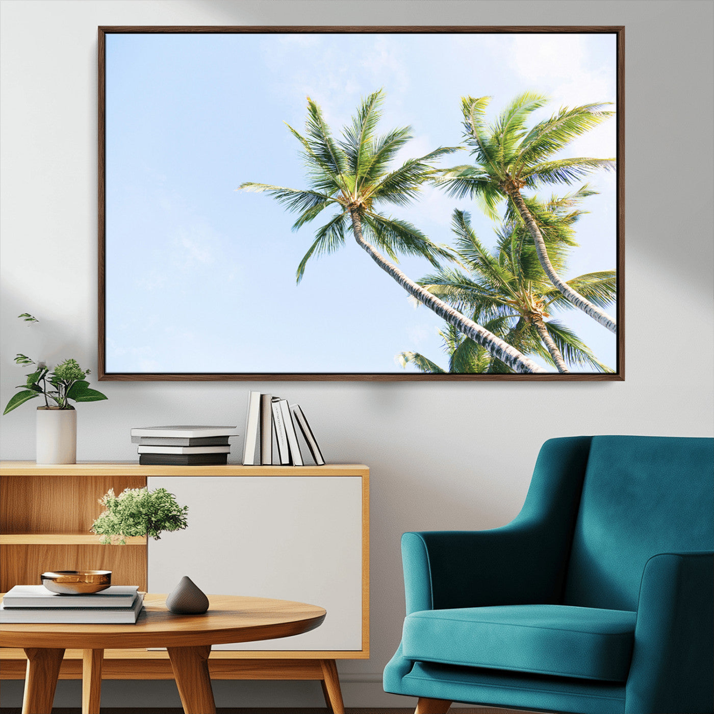 MGV-FC-36X24 - Palm Trees Wall Art Canvas Print, Framed Tropical Art Picture Print, Coastal Perfect Tropical Decor Artwork