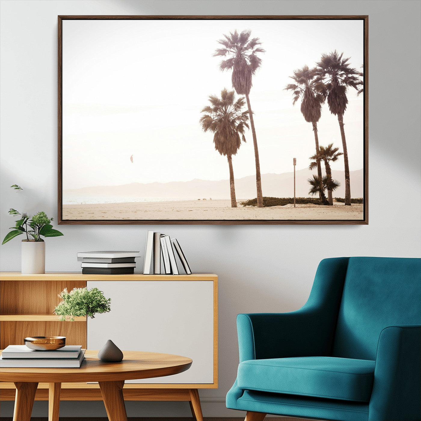 MGV-FC-36X24 - Coastal Light Wall Art Canvas Print, Framed Relaxing Shoreline Art Picture Print, Minimalist Ocean Perfect Tropical Serenity Decor Artwork