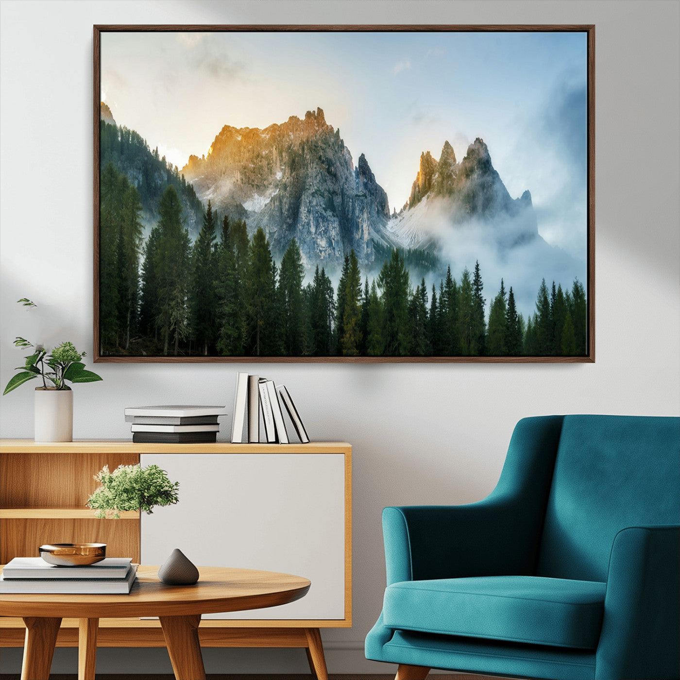 MGV-FC-36X24 - Wilderness Wall Art Wall Art Canvas Print, Framed Nature Landscape Decor Art Picture Print, Misty Forest Photography Perfect Rustic Nature Decor Artwork