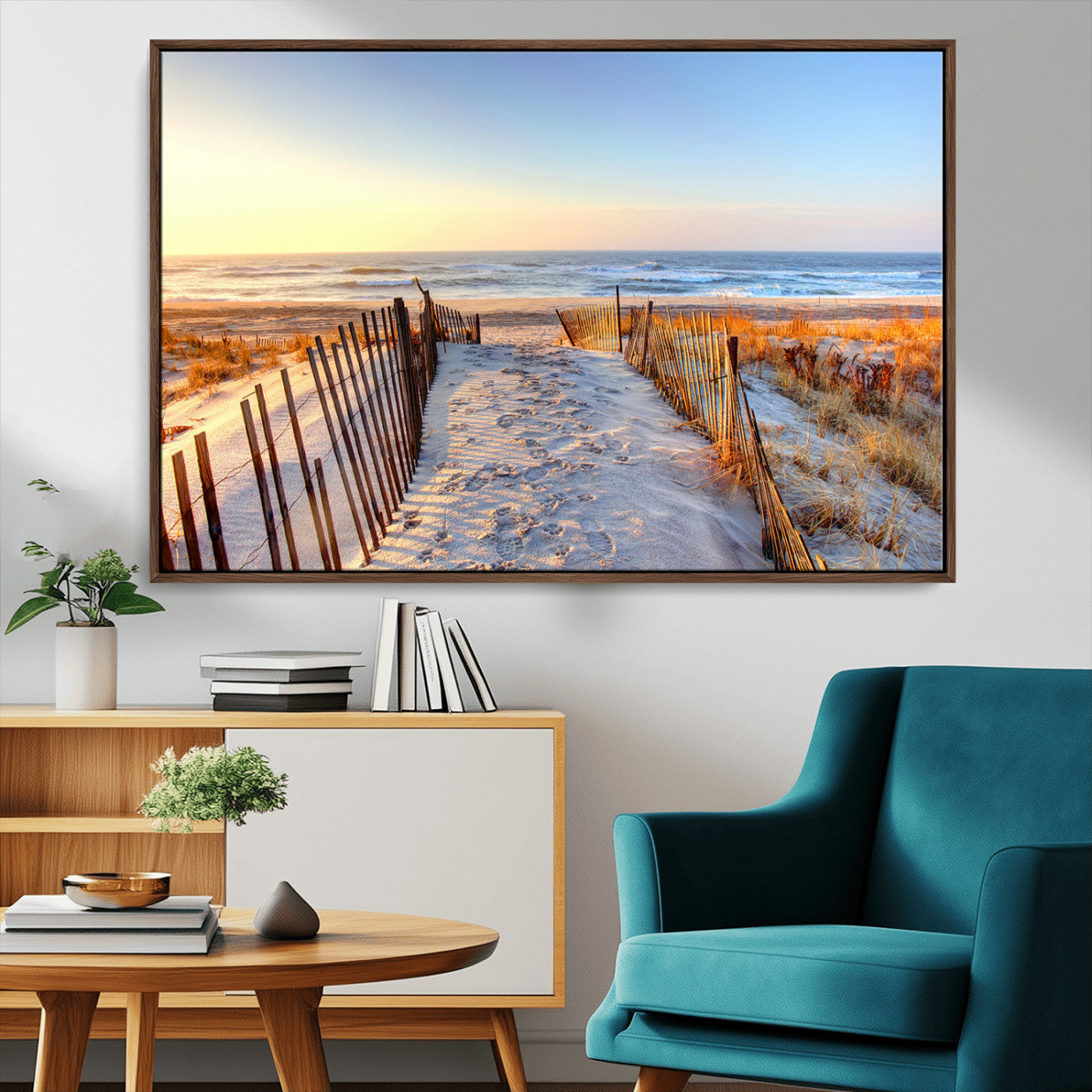 MGV-FC-36X24 - Ocean Sunset Wall Art Wall Art Canvas Print, Framed Nautical Photography Art Picture Print, Summer Beach House Decor Perfect Coastal Serenity Decor Artwork