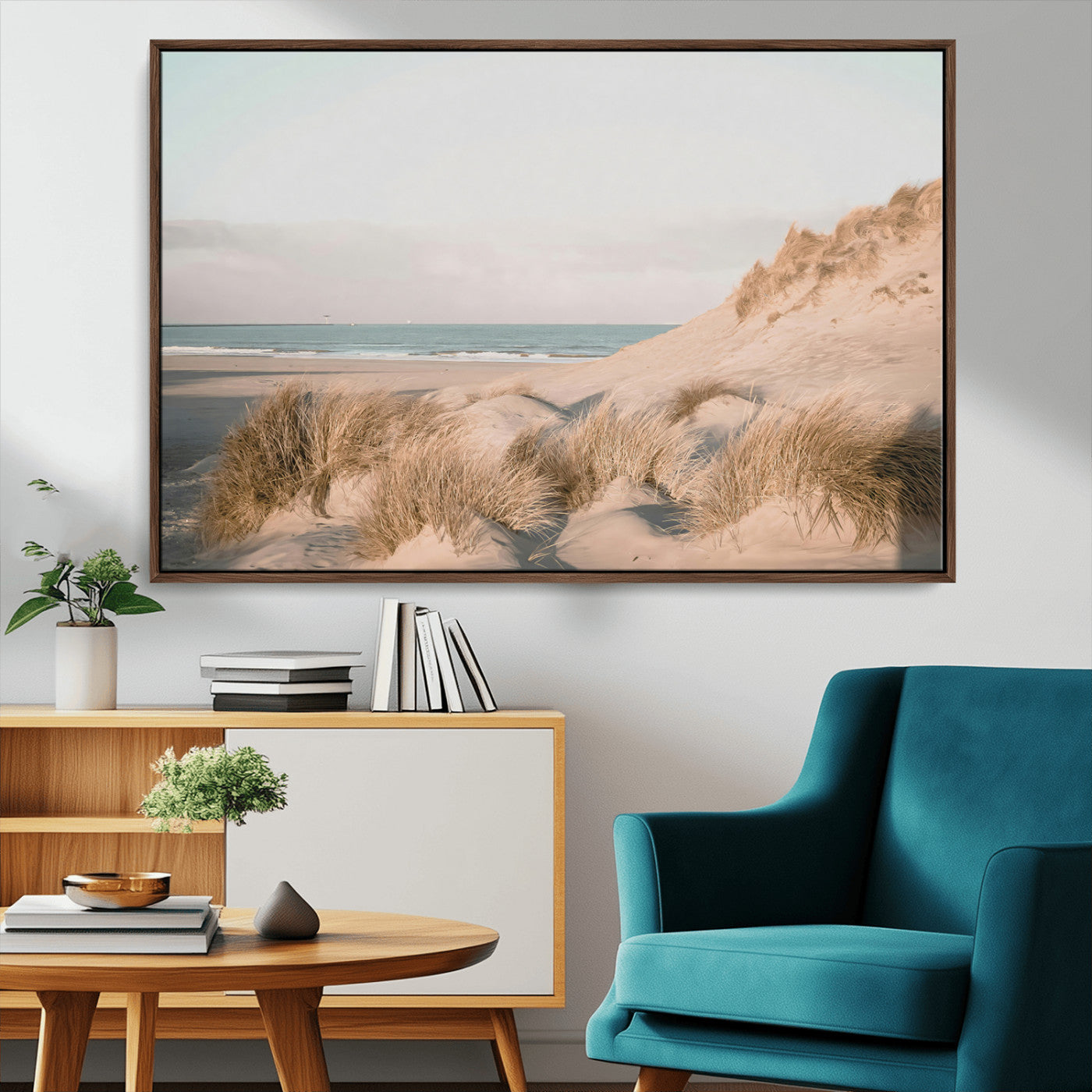 MGV-FC-36X24 - Beach Landscape Wall Art Canvas Print, Framed Sand Dune Photography Art Picture Print, Minimalist Seascape Perfect Coastal & Minimalist Decor Artwork