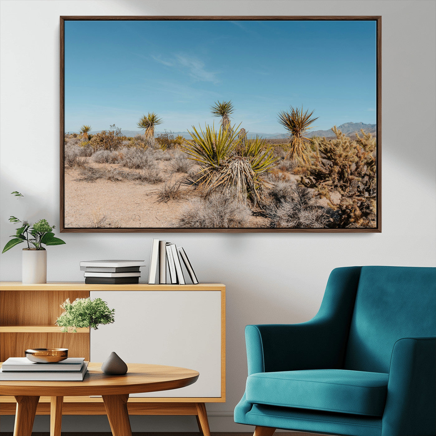 MGV-FC-36X24 - Joshua Tree Wall Art Canvas Print, Framed Desert Landscape Art Picture Print, Warm Earth Tones Perfect Southwestern Minimalist Decor Artwork