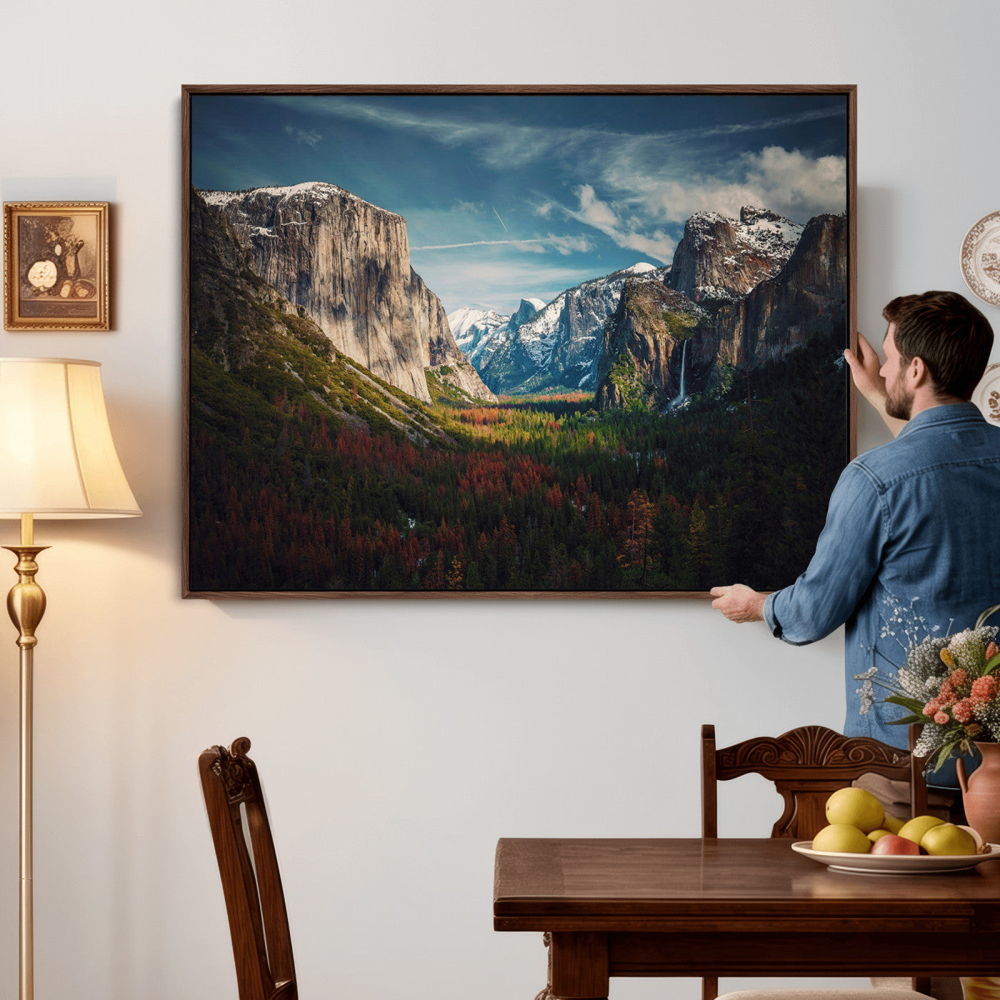 15244033-MGV-CV-36X24 - Yosemite National Park Wall Art – Framed Mountain Landscape El Capitan Canvas Print Scenic Decor for Home, Office Decor