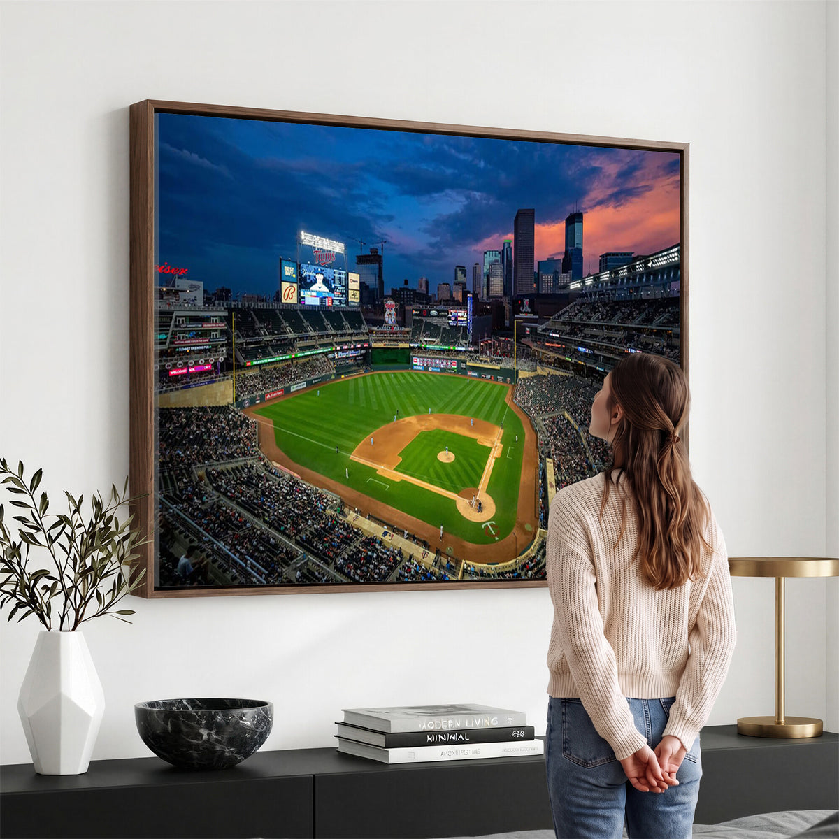 68222753-MGV-CV-36X24 - Target Field Wall Art Canvas Print, Baseball Stadium Scene
