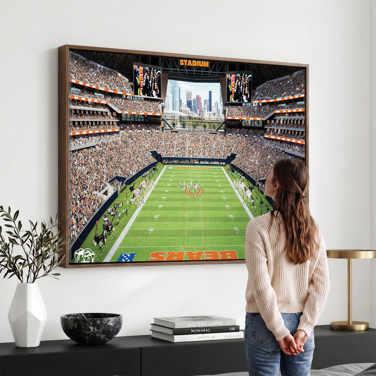 76935553-PAN-FL-20X10 - Chicago Bears Soldiers Field Wall Art Canvas Print, Home Office Wall Decor