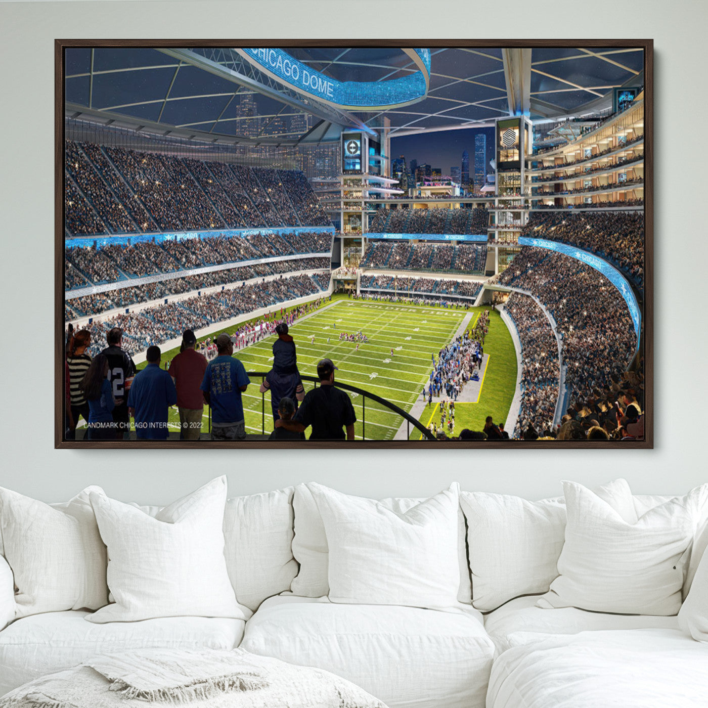 41816511-MGV-FC-36X24_Walnut-Chicago Bears Soldiers Field Wall Art Canvas Print – Framed Football Stadium Artwork for Sports Fans, Soldier Field Skyline Canvas Decor for Game Room or Man Cave