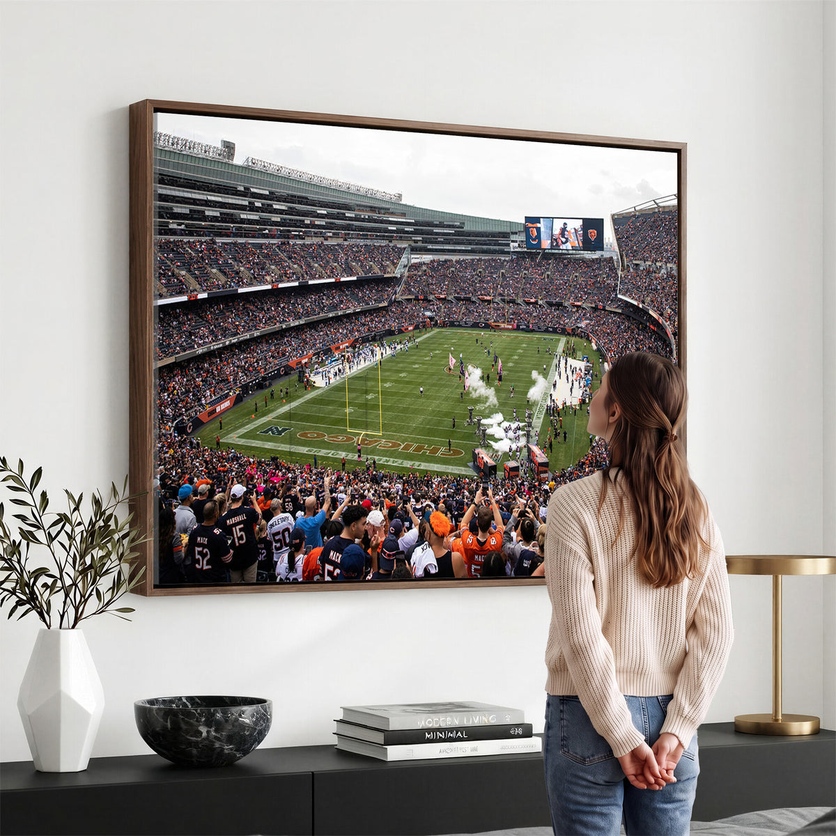 18347149-MGV-CV-36X24 - Chicago Bears Soldier Field Wall Art Canvas Print – Framed Football Stadium Artwork Team Spirit for home, office