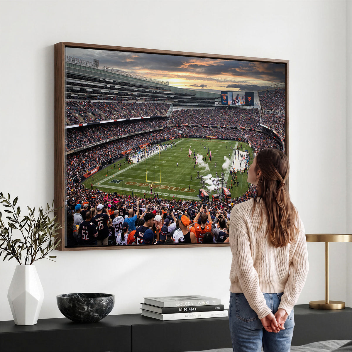 87578930-PAN-FL-20X10 - Chicago Bears Soldiers Field Wall Art Canvas Print, Home Bar Wall Decor
