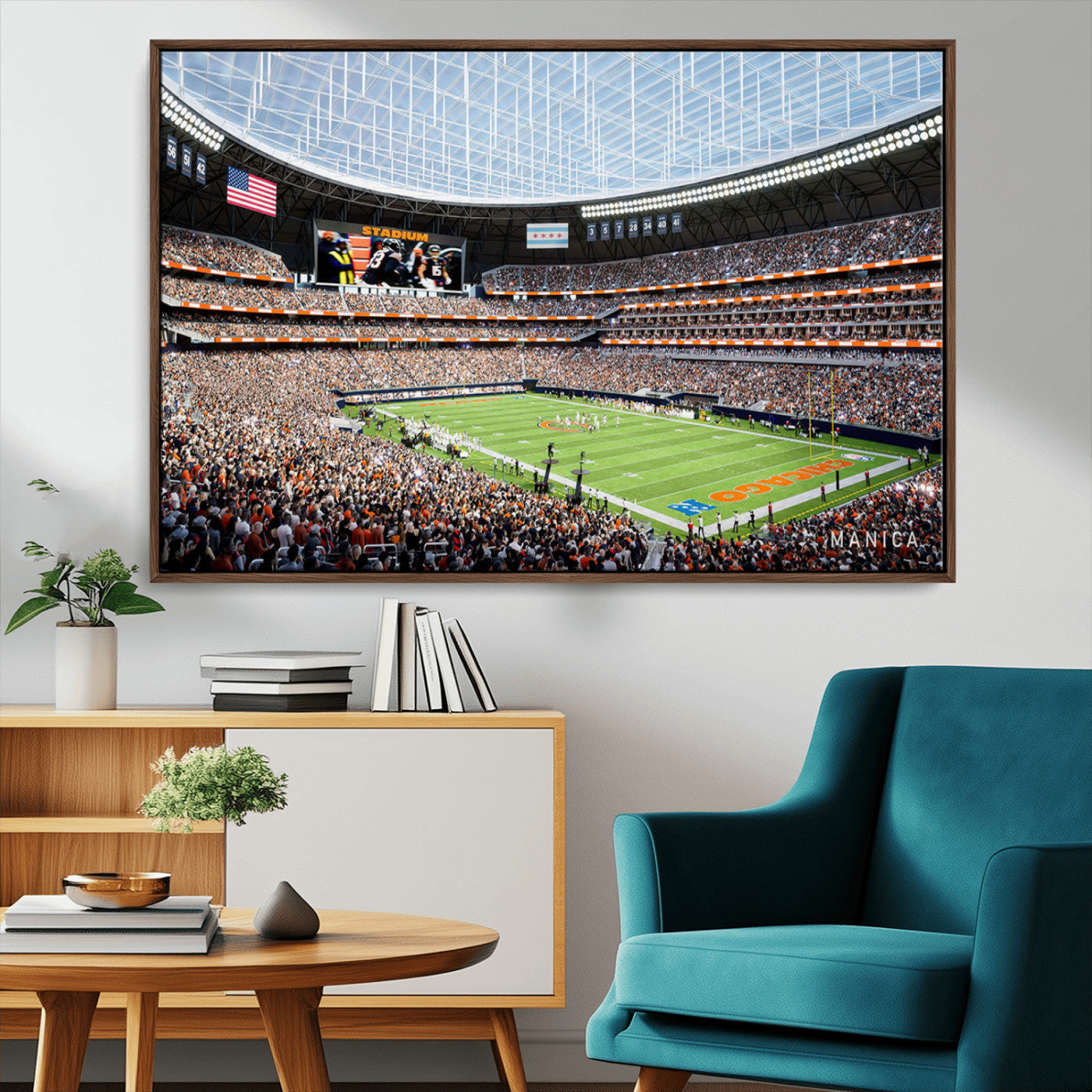 MGV-FC-36X24 - Chicago Bears Soldiers Field Wall Art Canvas Print – Framed Football Stadium Artwork for Sports