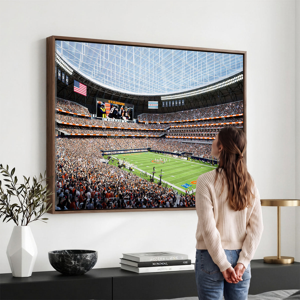 32530647-PAN-FL-20X10 - Chicago Bears Soldiers Field Wall Art Canvas Print, Framed and Ready to Hang
